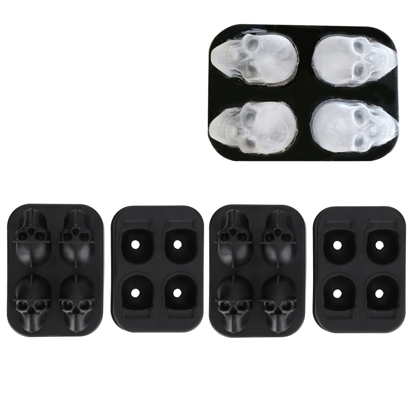 2Pcs Ice Mold Skull Shape Silicone Ice Cubes Tray for Cake Candies Kitchen view 9