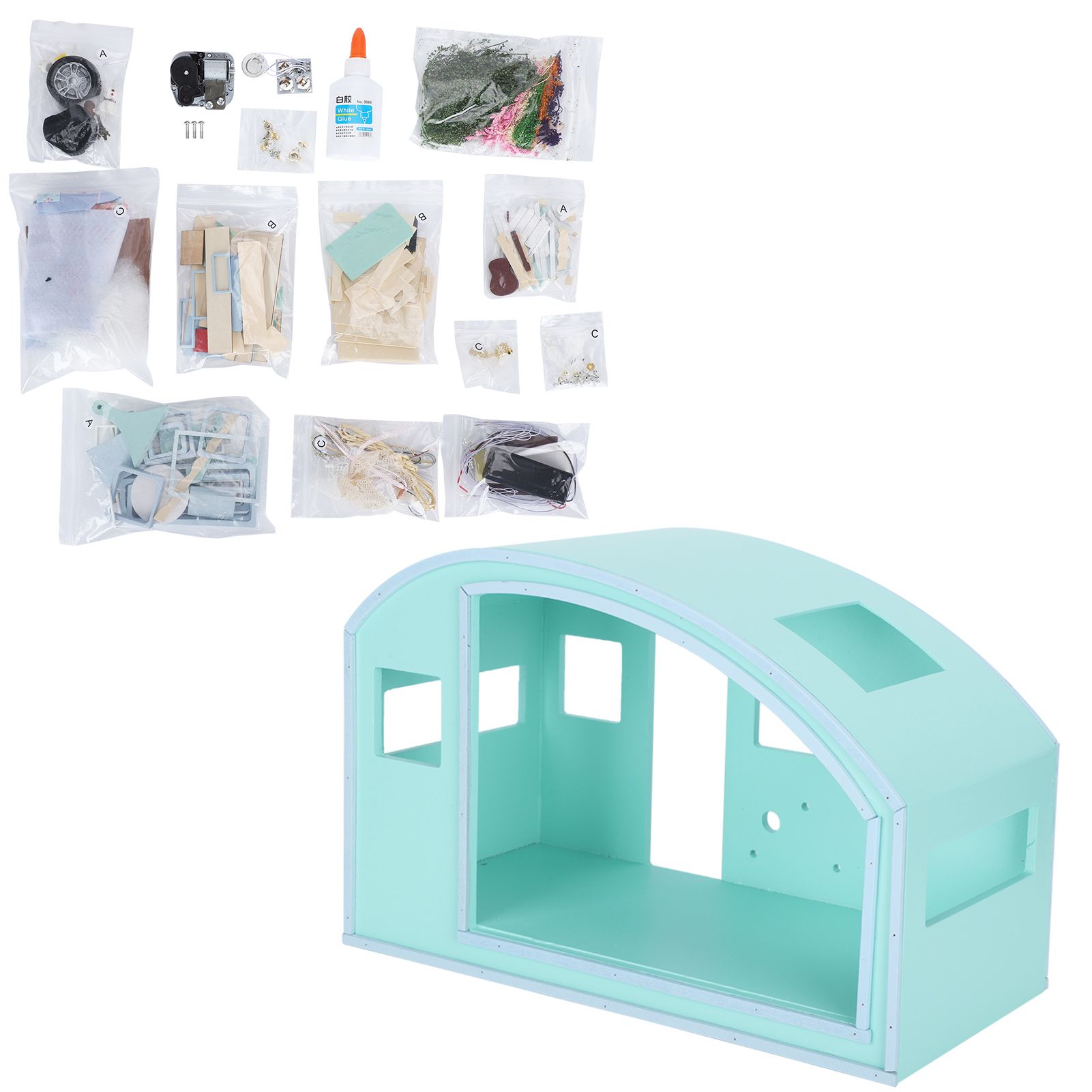 DIY Dollhouse Wood Miniature Furniture Kit with Musical Movement Valentine's view 3