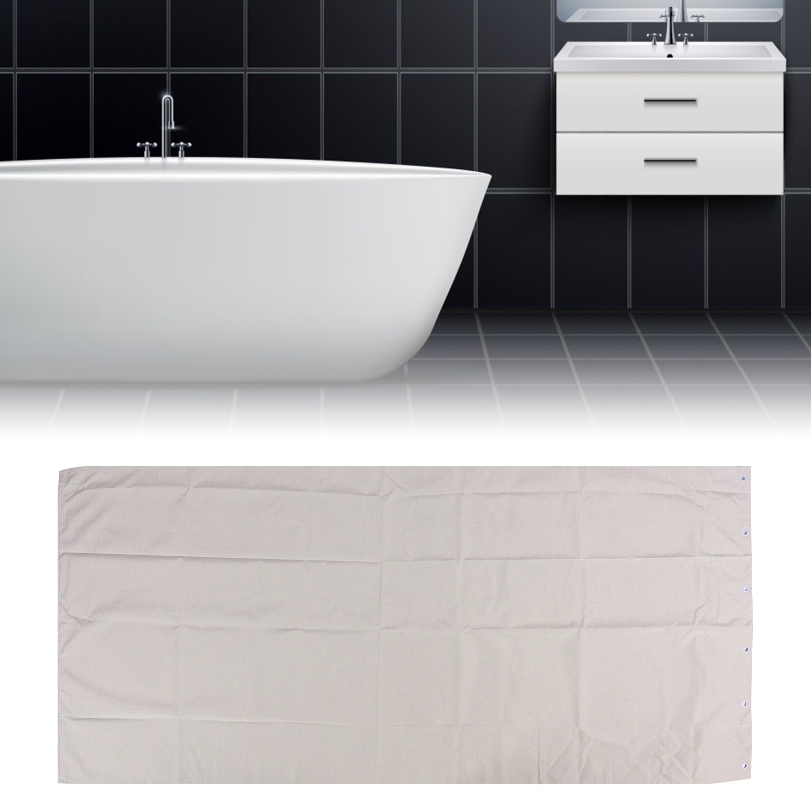 Shower Curtain Polyester Fabric Waterproof Thicken Bath Curtain Partition for view 12