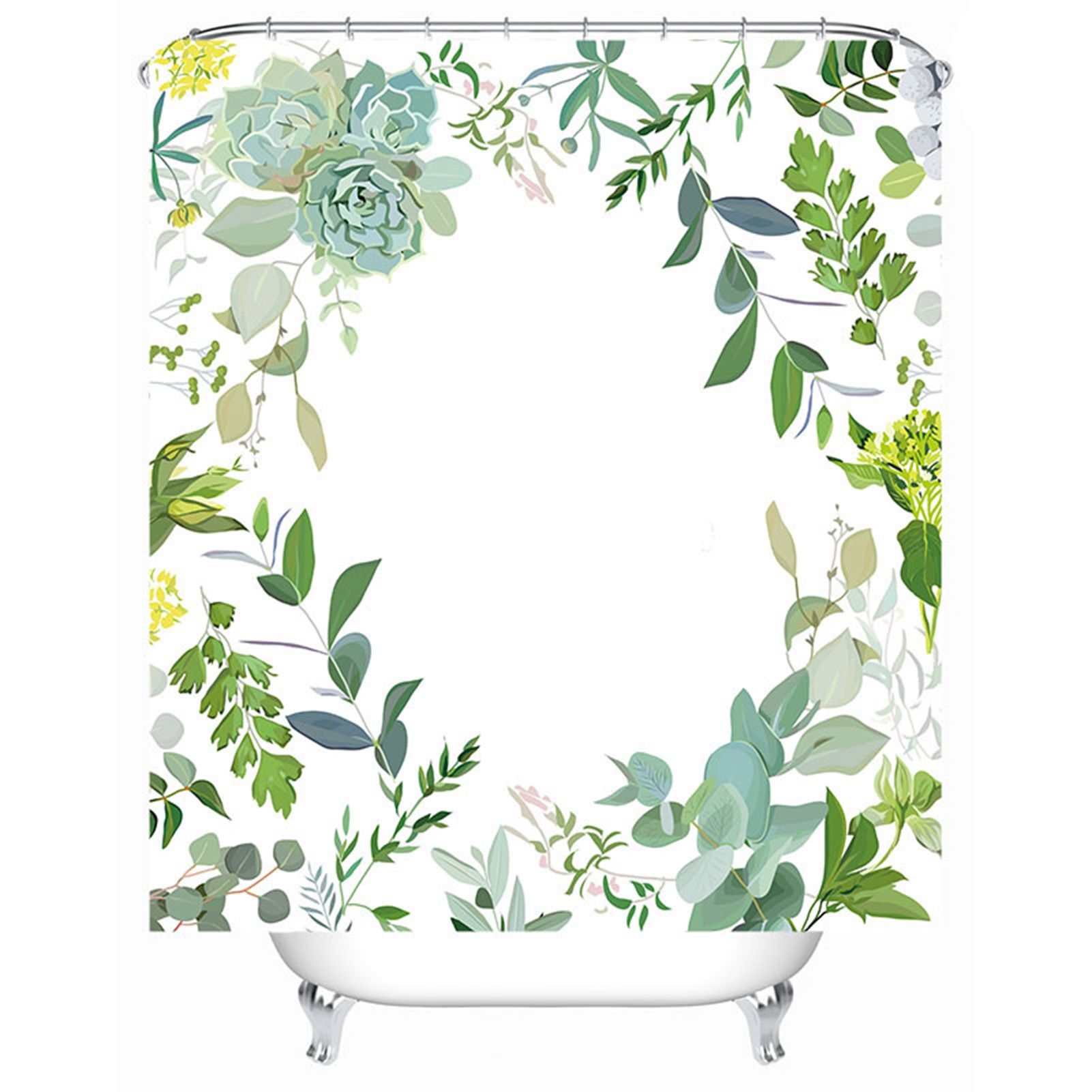 Shower Curtain Simple Style Plant Leaves Pattern Bathroom Shower Partition view 5