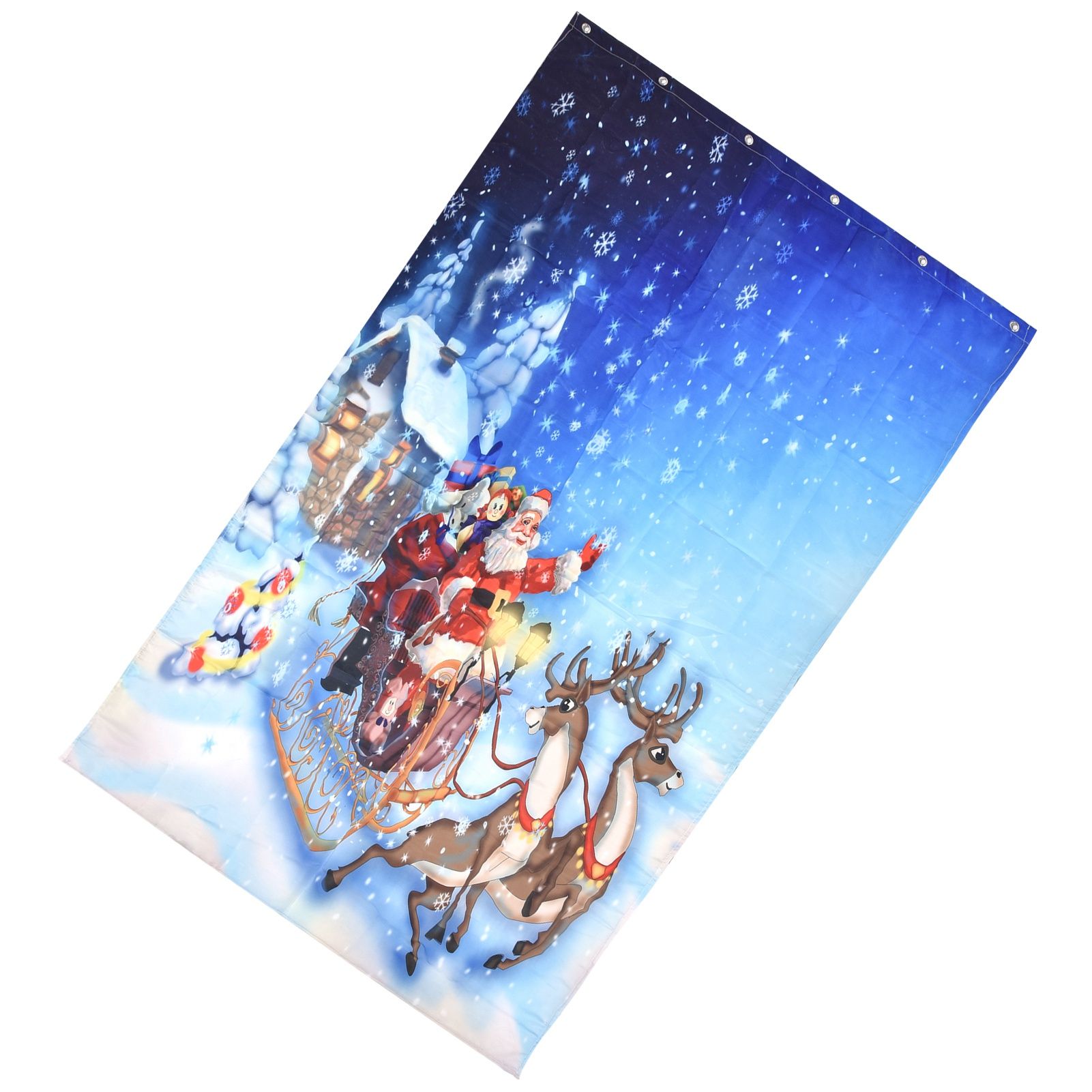 Partition Curtain Free Punching Christmas Pattern Bath Bathroom Shower Curtain view 5