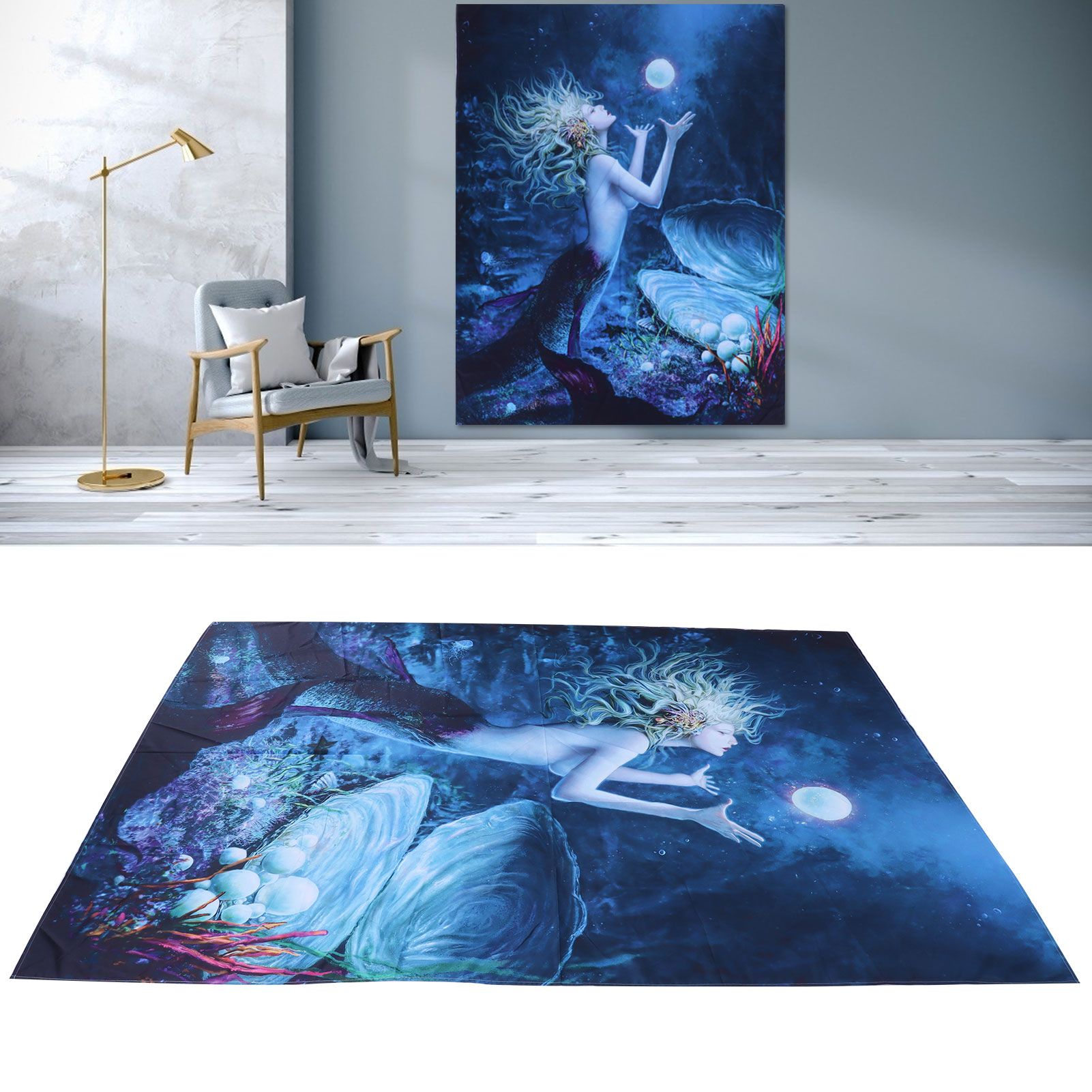 Tapestry Mermaid Pattern Background Tapestry Wall Hanging Blanket Interior view 11