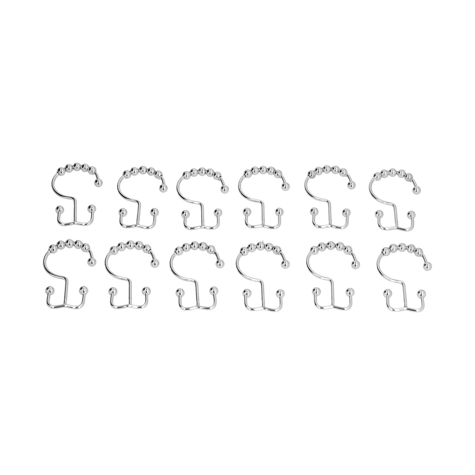 12pcs Curtain Hook Stainless Steel Double Glide Bath Curtain Hooks for Bathroom