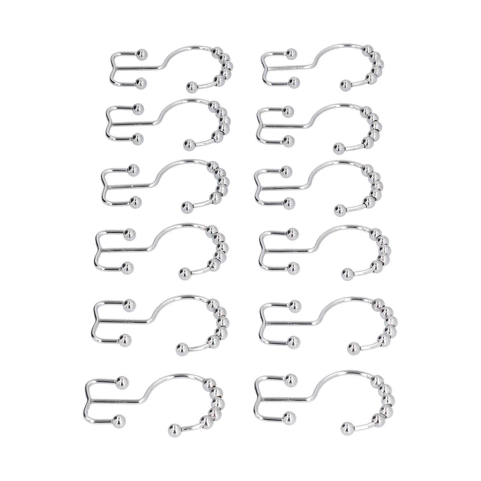 12pcs Curtain Hook Stainless Steel Double Glide Bath Curtain Hooks for Bathroom view 6