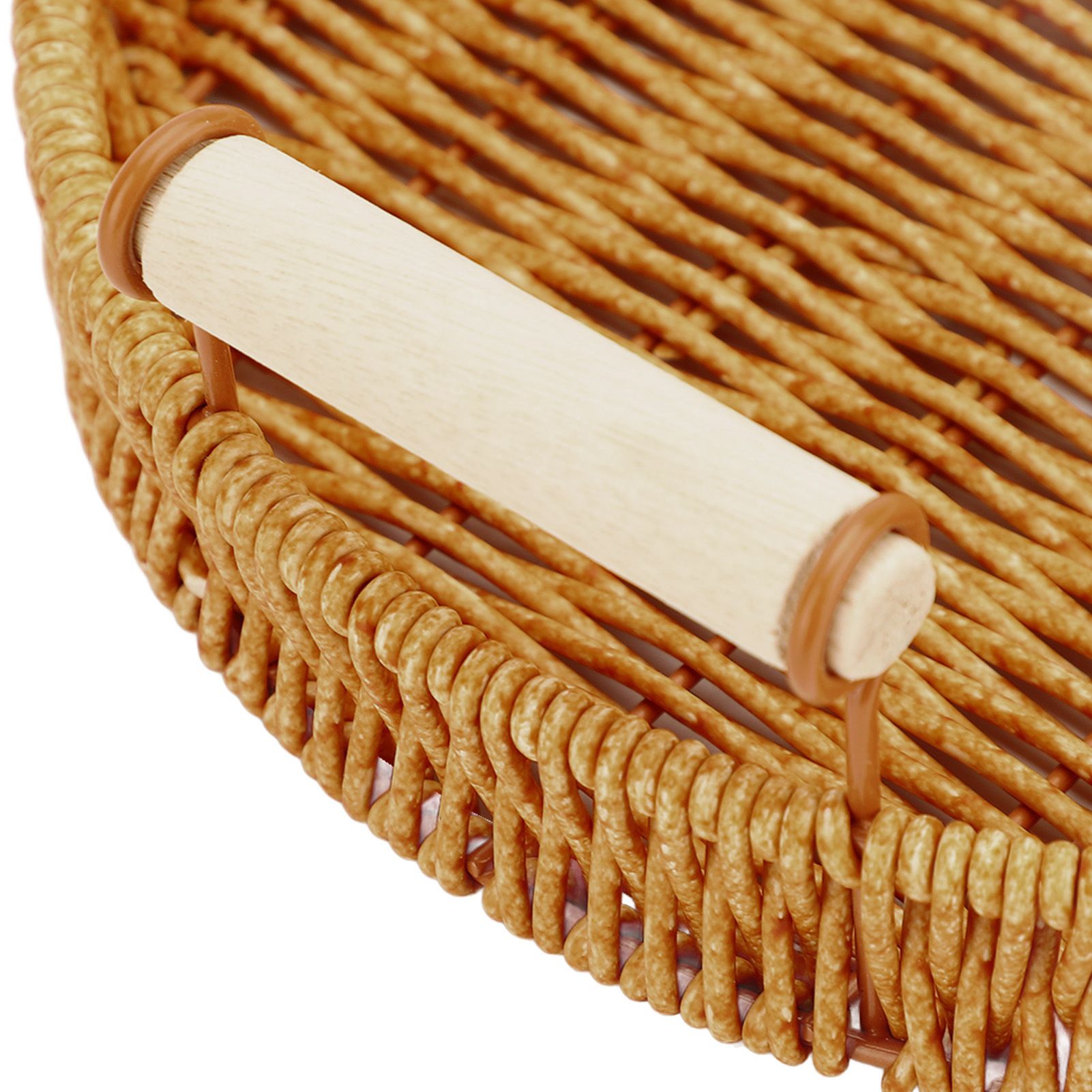 Woven Serving Tray Decorative Multipurpose Round Serving Basket with Dual view 2