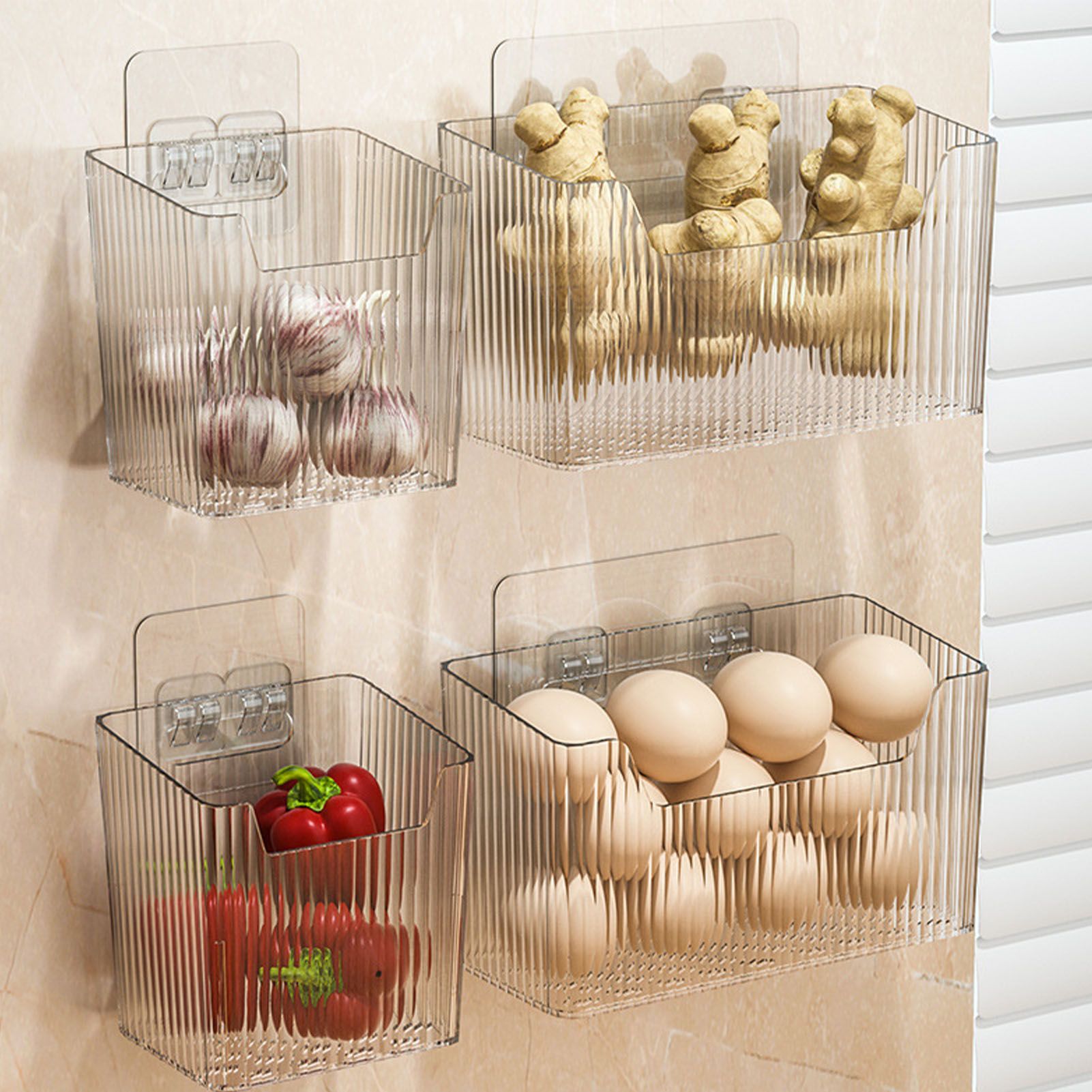 Garlic Container Wall Mounted Transparent Multifunctional Spice Storage Basket view 8