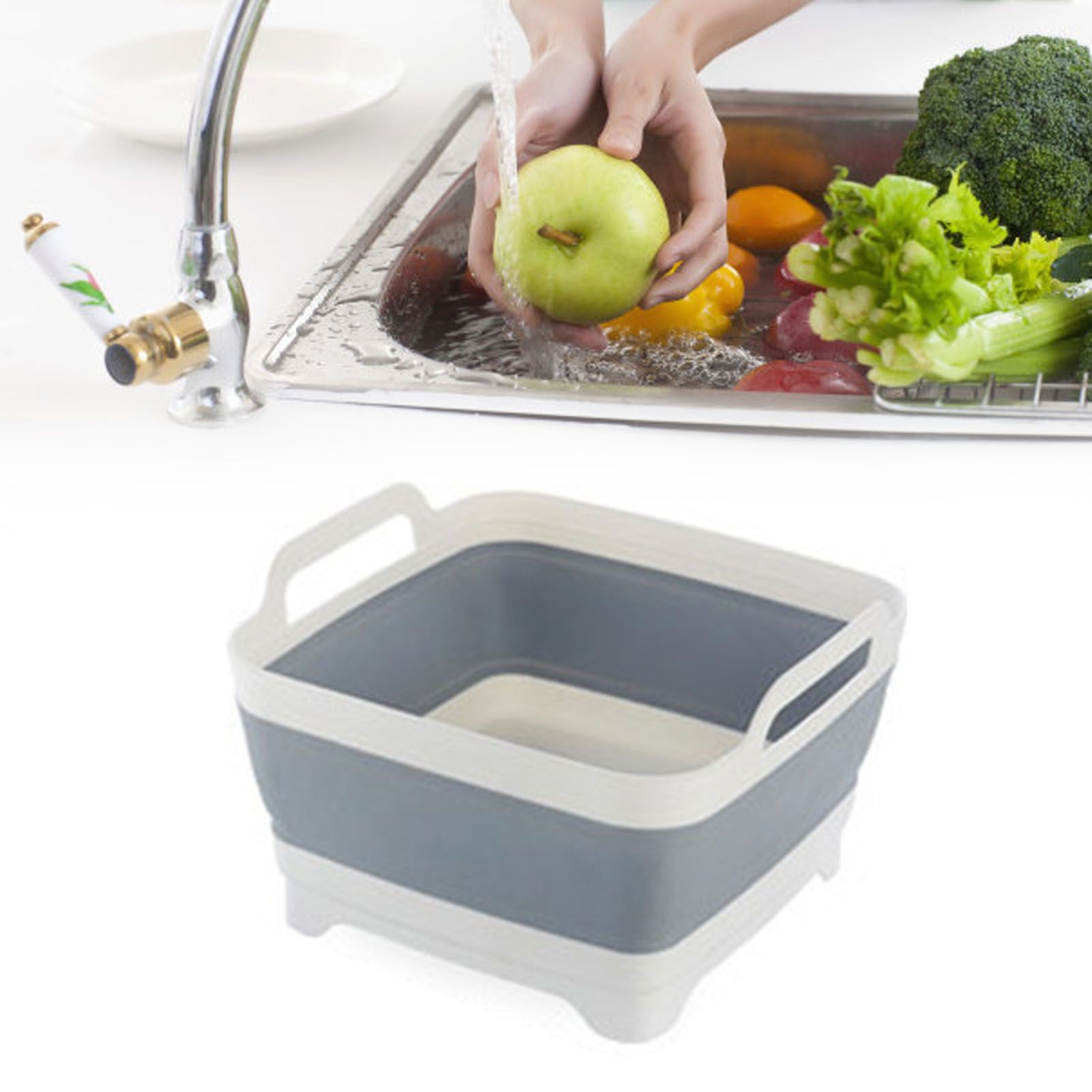 Folding Basket Kitchen Sink Washing Basin Draining Basket view 9