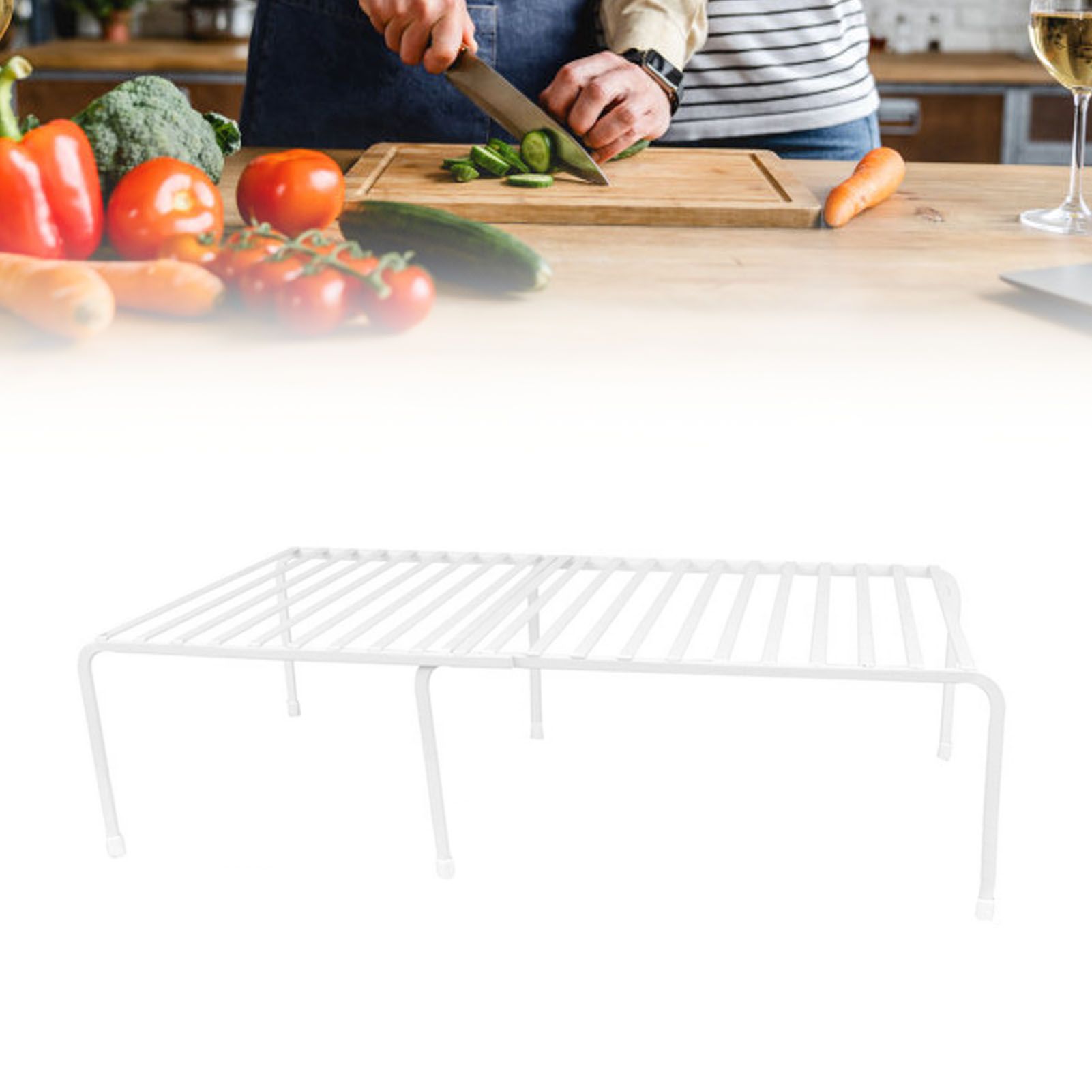 Kitchen Storage Shelf Countertop Pot Rack Cabinet Organizer view 9
