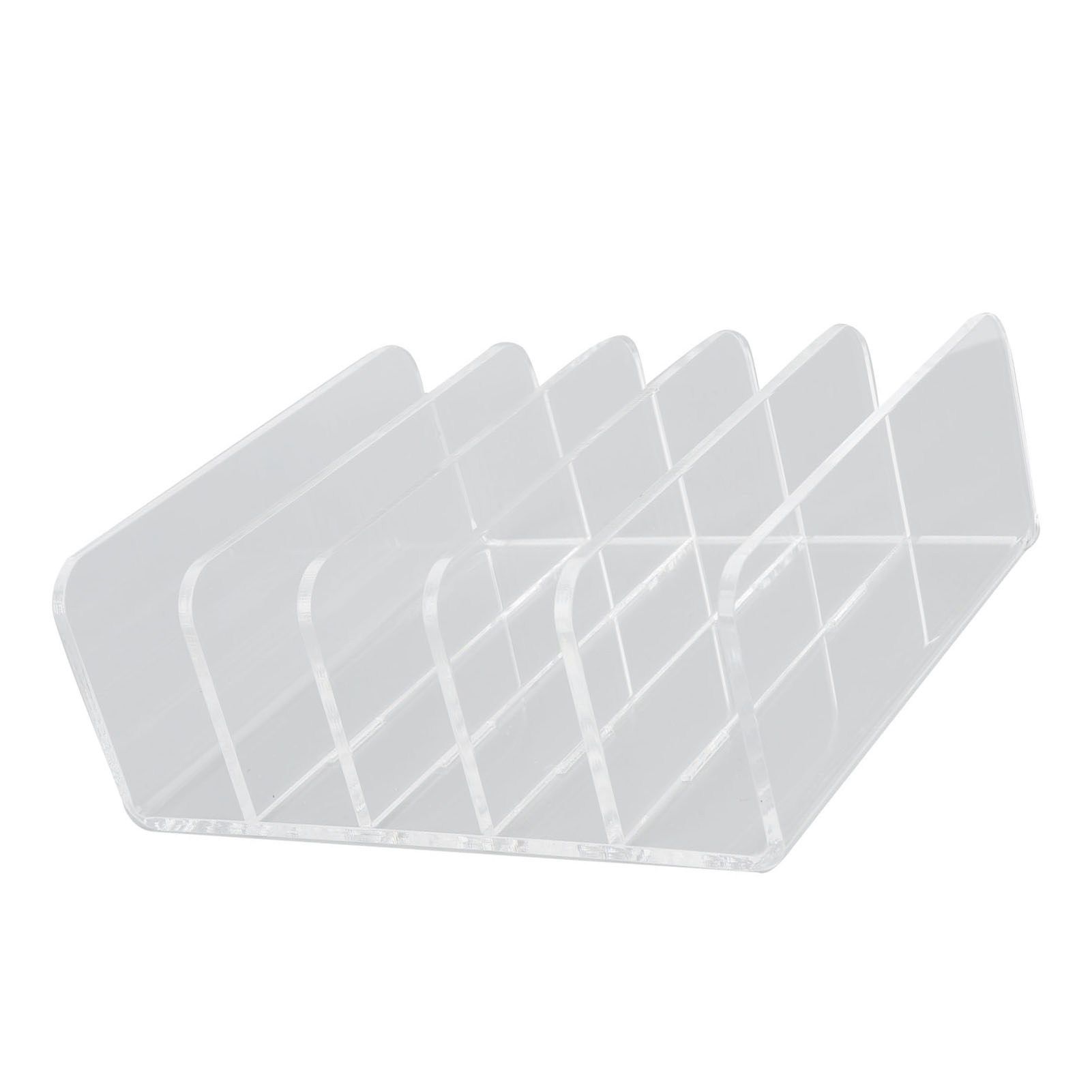 Desktop File Organizer Clear Acrylic 5 Compartments Office Document Sorter view 11