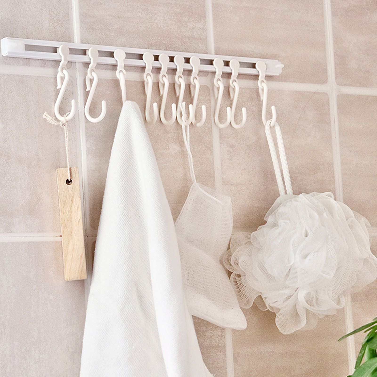 Kitchen Rail and Removable Hook Plastic Adhesive Kitchen Utility Hanger for view 5