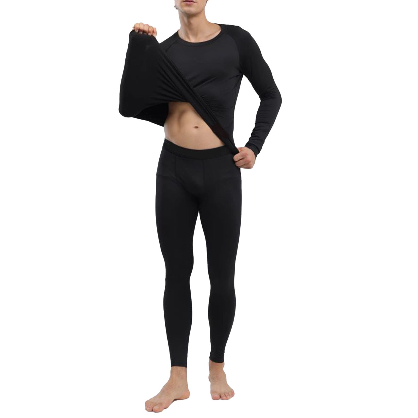 Men's Thermal Underwear Black Stylish Soft Close Fitting Men Cold Weather Top view 3