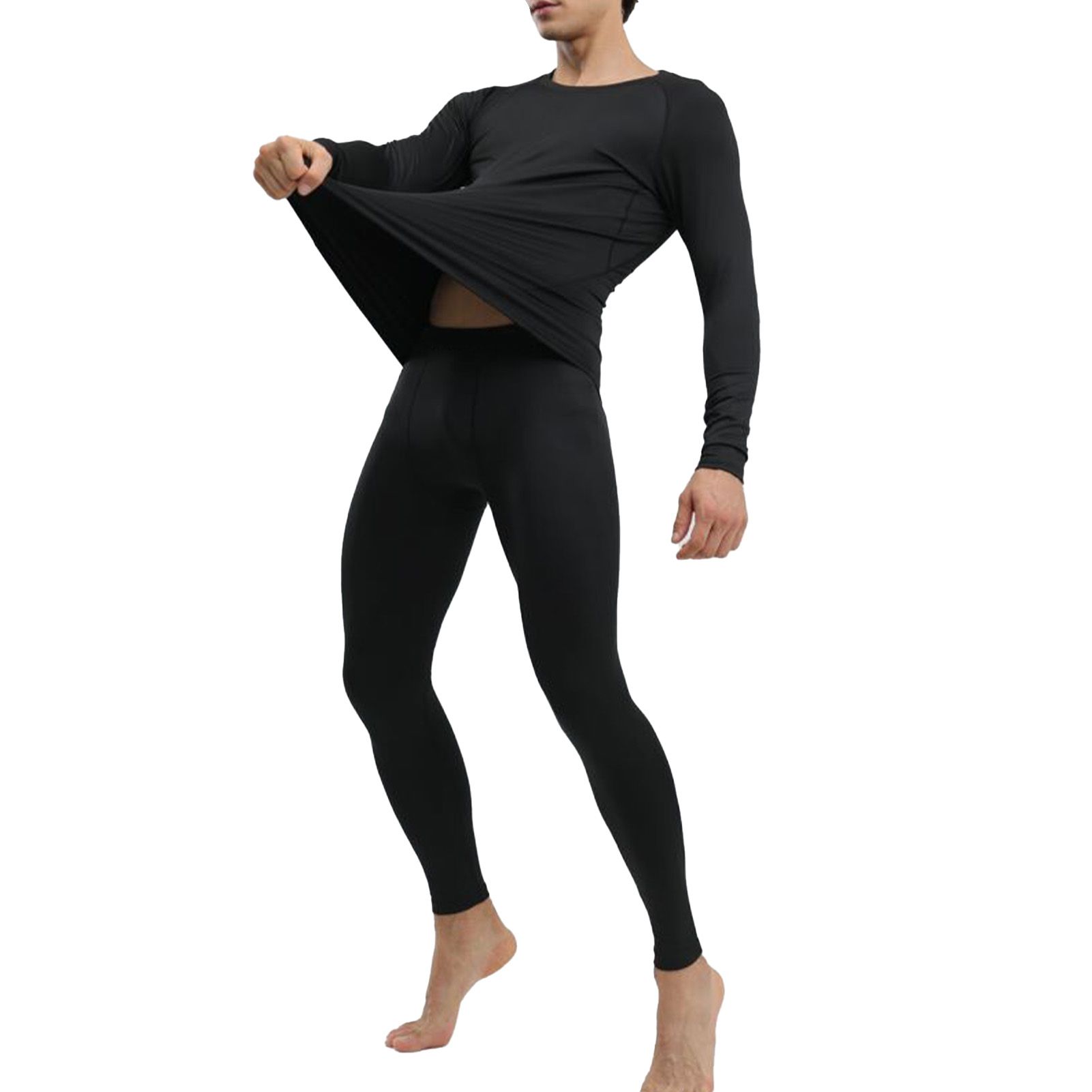 Men's Thermal Underwear Black Stylish Soft Close Fitting Men Cold Weather Top view 4