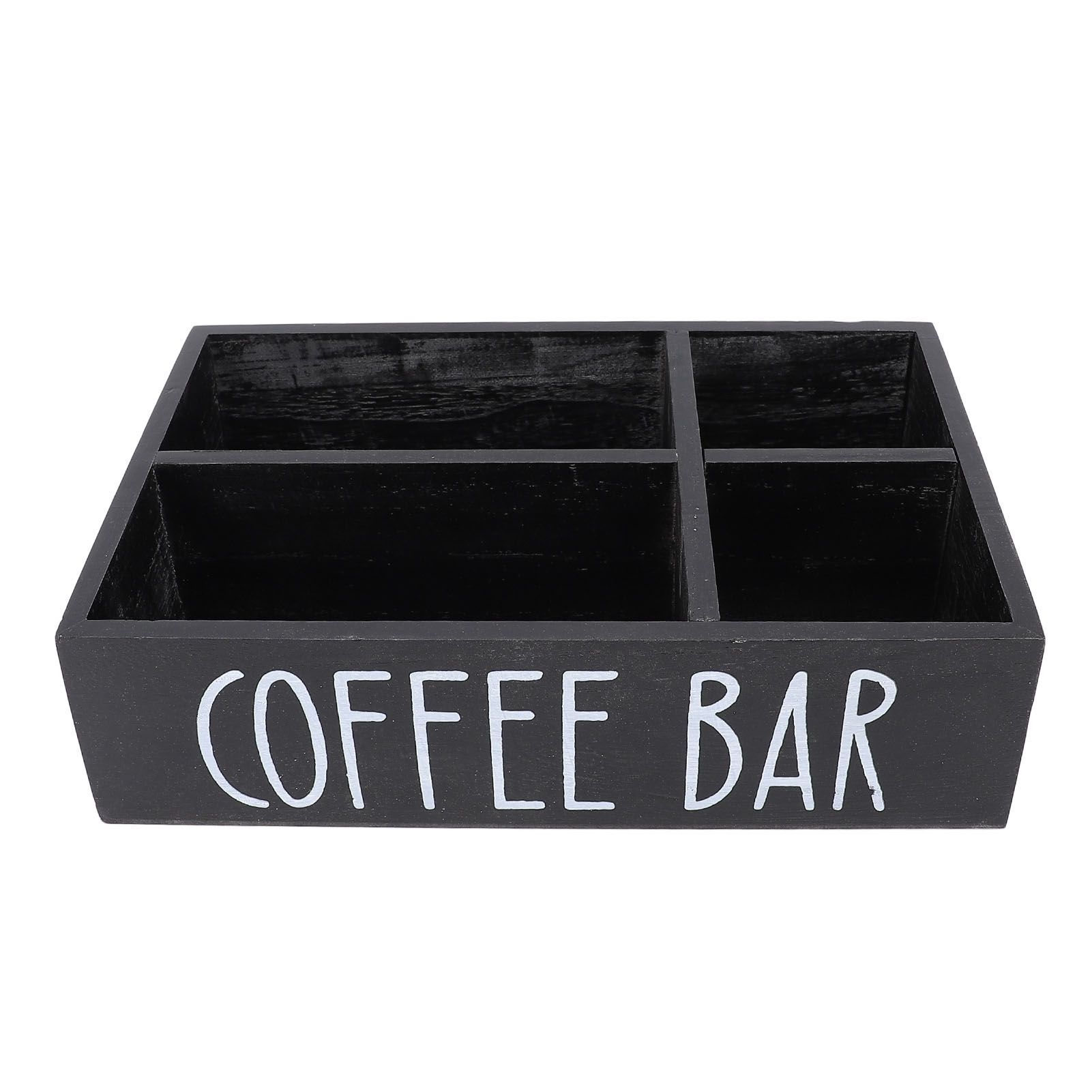 Coffee Station Organizer with Divider Wooden Coffee Bar Accessories Storage view 3