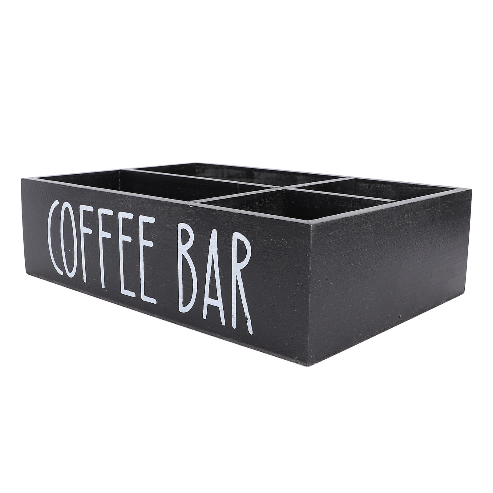 Coffee Station Organizer with Divider Wooden Coffee Bar Accessories Storage view 6