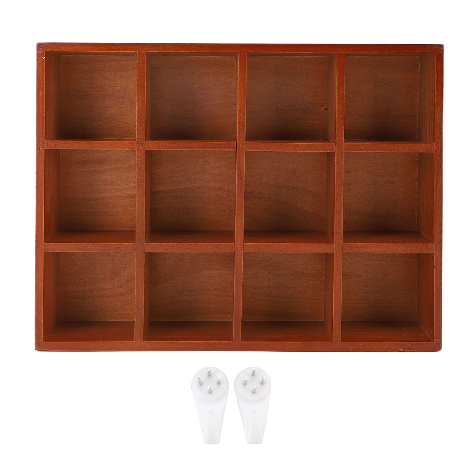 Wood Desktop Organizer Multiple Compartments Vintage Wooden Tabletop Storage view 3