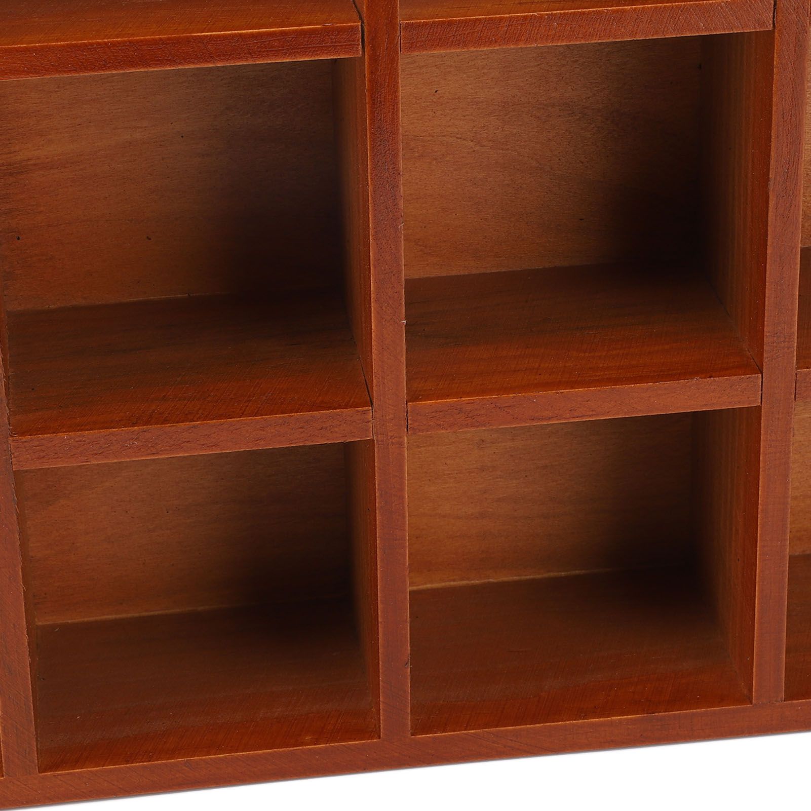 Wood Desktop Organizer Multiple Compartments Vintage Wooden Tabletop Storage view 7