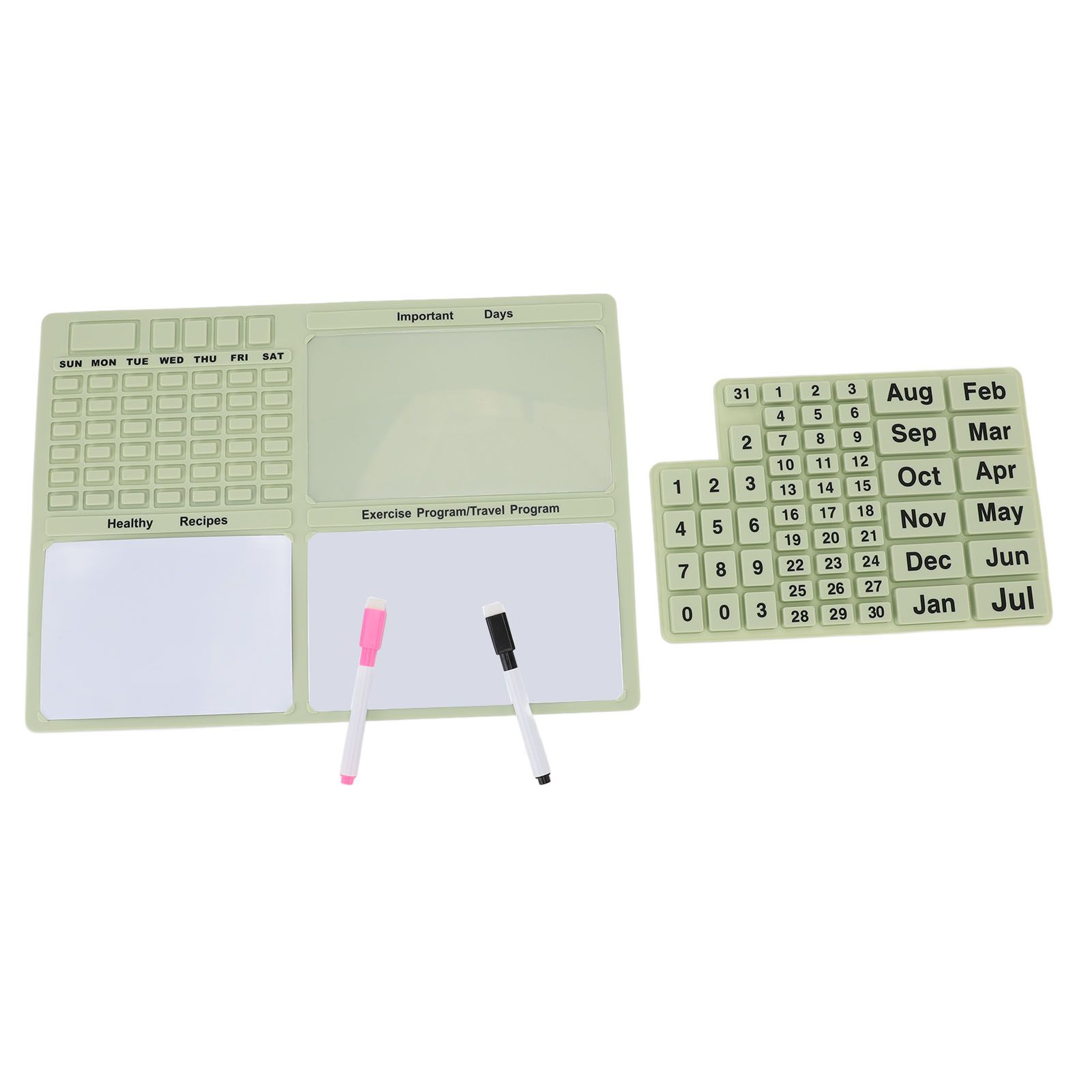 Magnetic Silicone Calendar Reusable Message Board with Pen Detachable Fridge