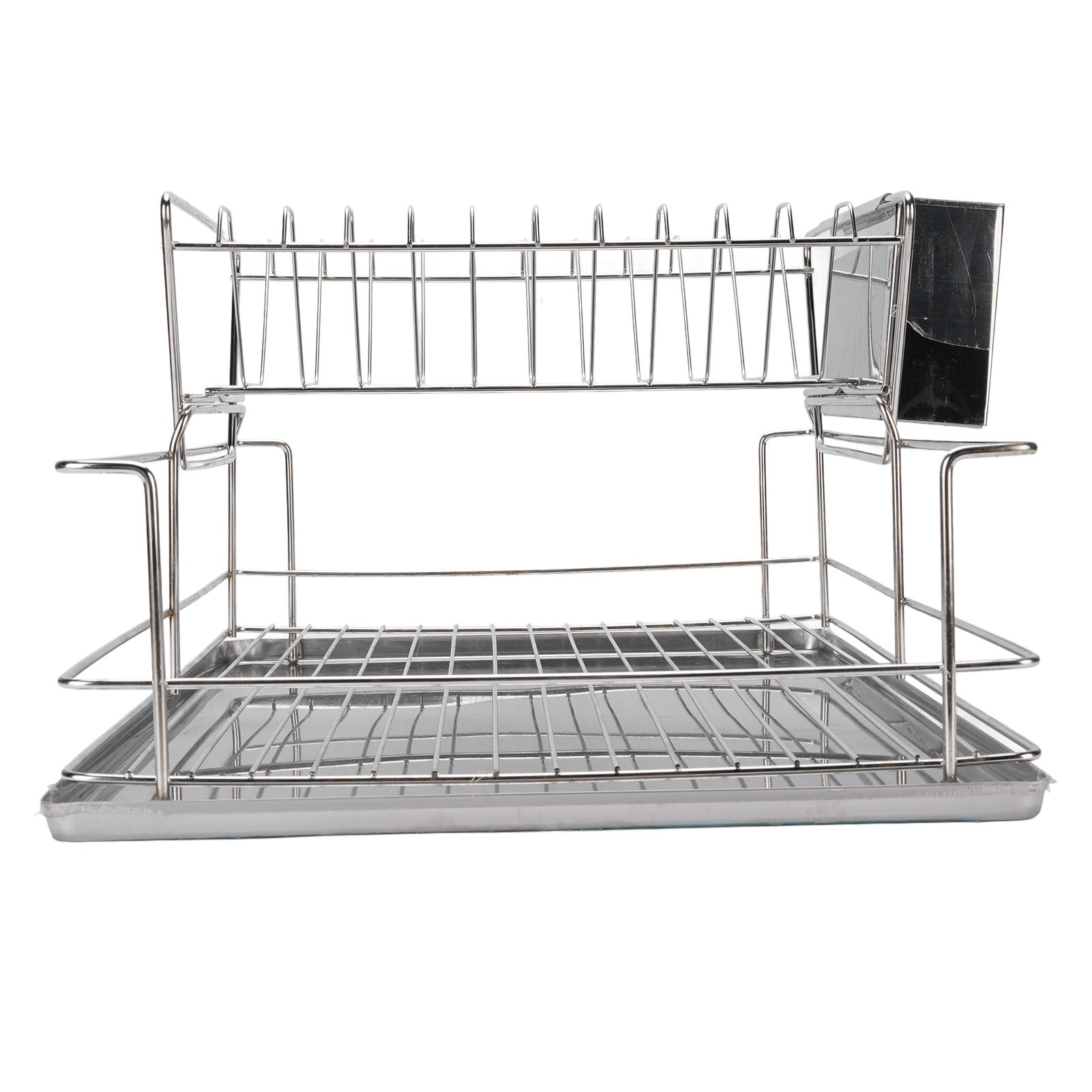 Dish Drying Rack Space Saving 2 Tier Dish Rack for Kitchen Counter Stainless view 3