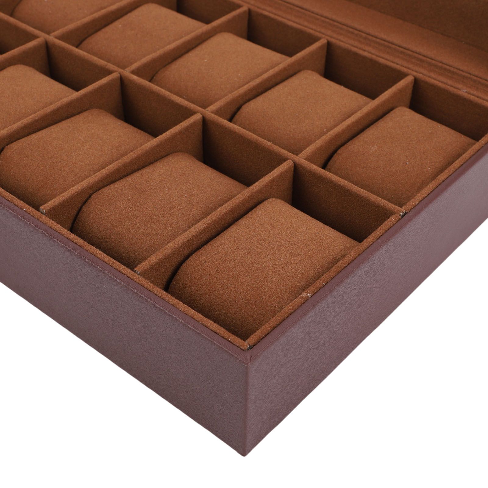 Watch Box with Watch Pillows Vintage Brown Leather 12 Slot Watch Case for view 5