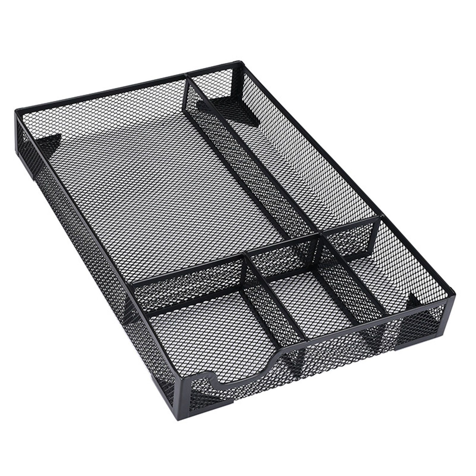 Desk Drawer Organizer Tray with 5 Dividers Anti Slip Pads Stationery Pen view 2
