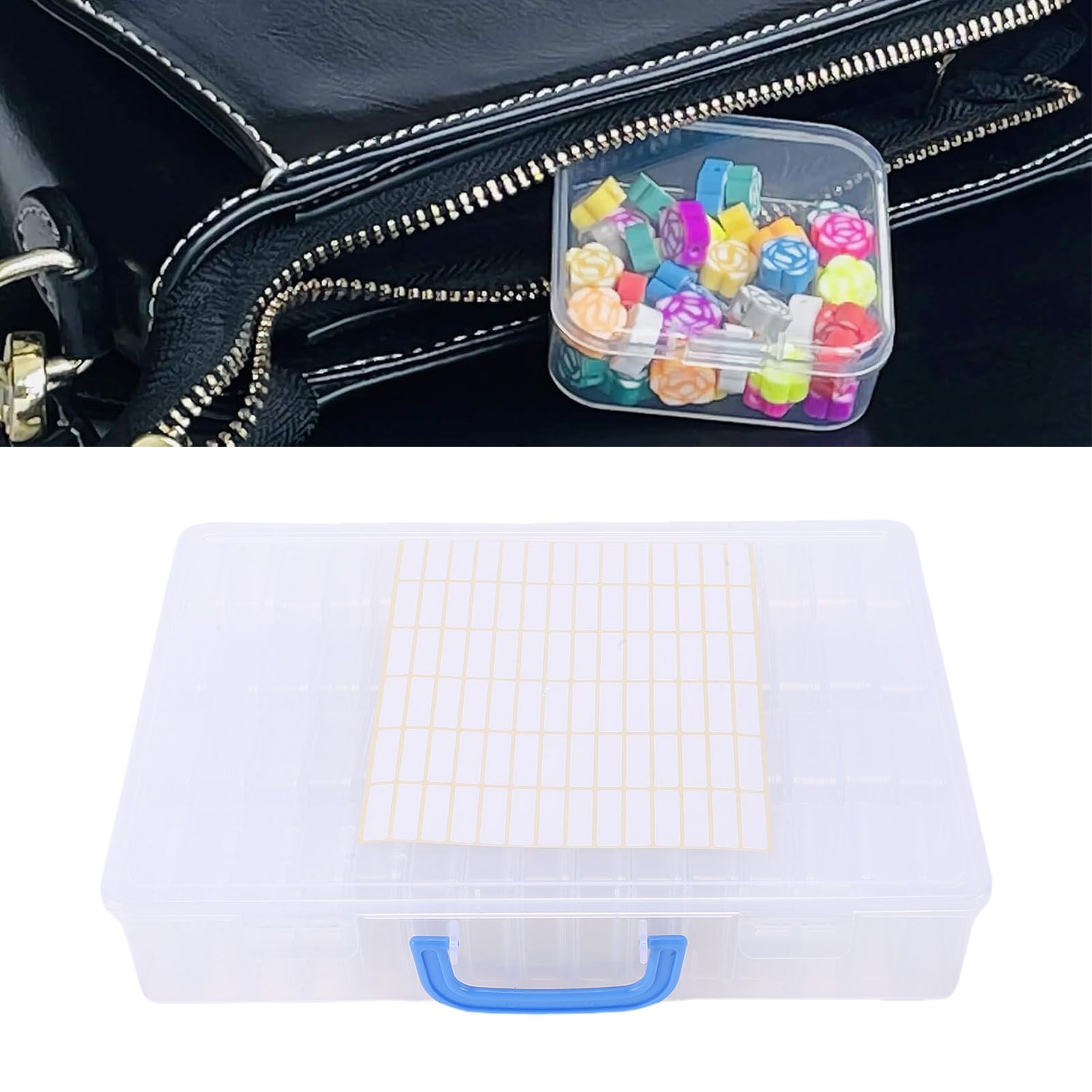 Bead Organizer Box 60 Pcs Small Clear Plastic Bead Storage Cases and Large view 12