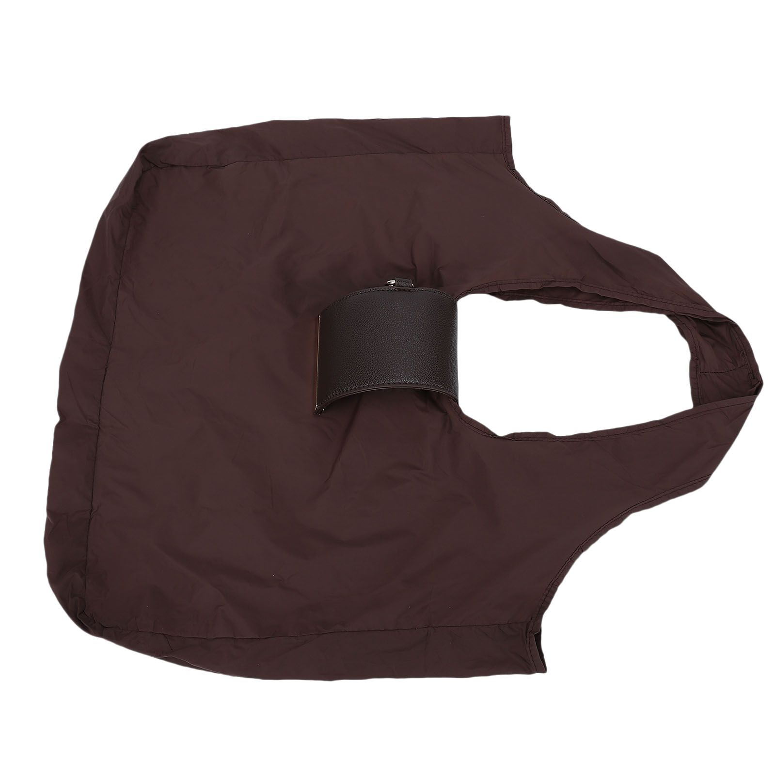 Foldable Handbag with Keychain Leather Nylon Expandable Reusable Grocery Bag view 12