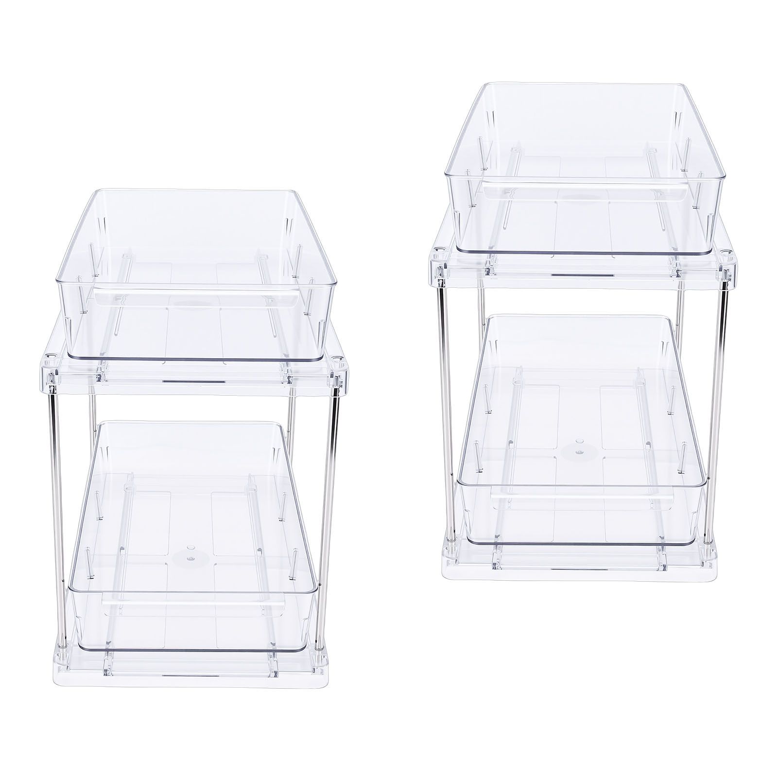 2 Tier Vertical Pull Out Cabinet Organizer Multifunctional Clear Slide Out view 11