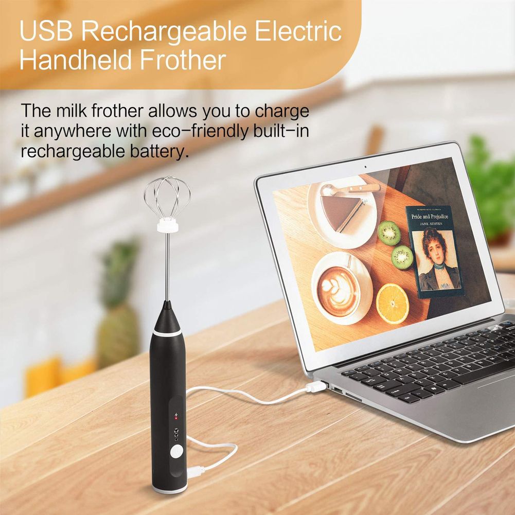 Electric Milk Frother Automatic Egg Beater USB Charging Mixer 3 Speed Settings view 11
