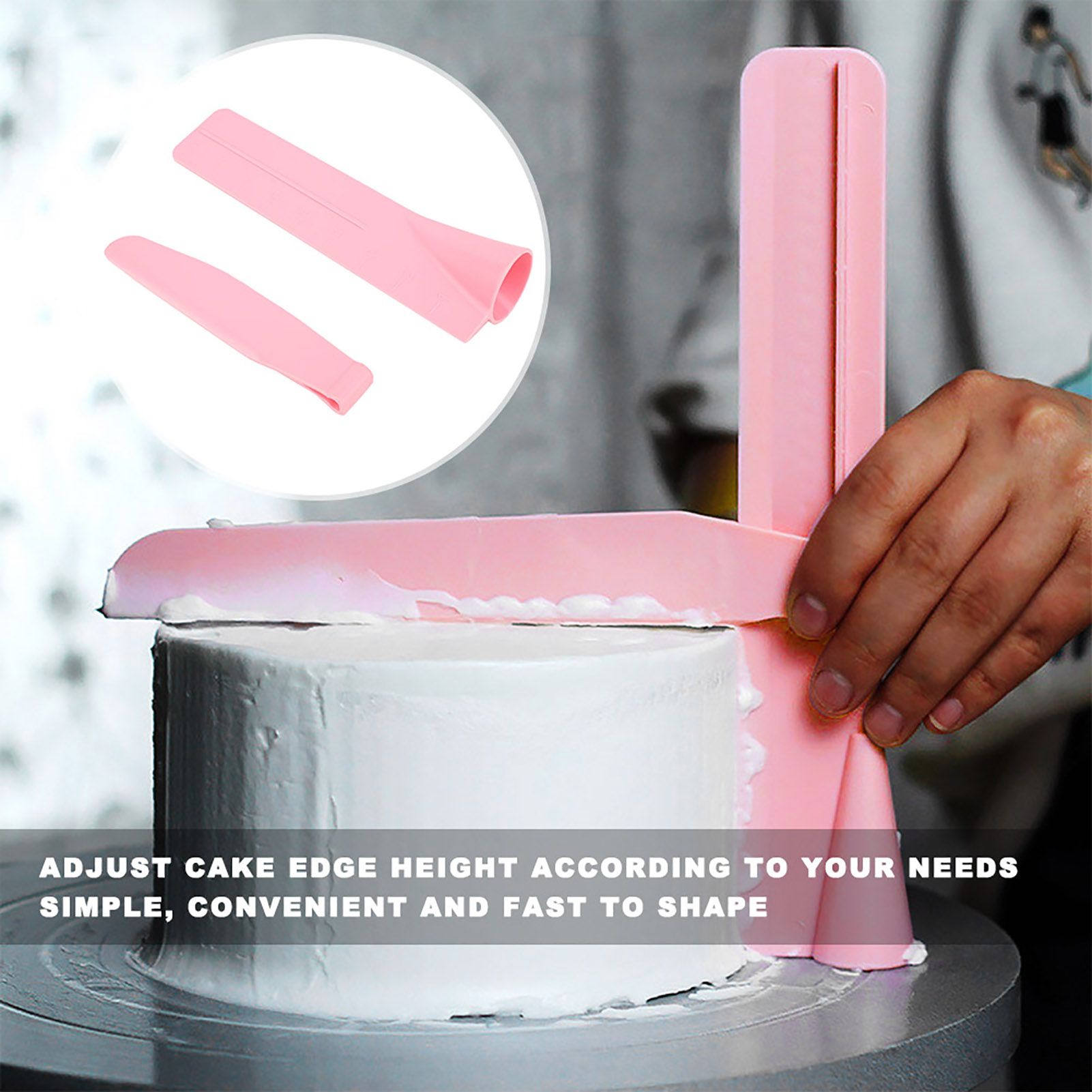 1 Set of Adjustable Height Cream Scraper Cake Gauge with Scale Kitchen view 8