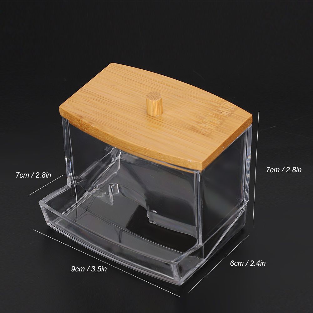 Transparent Seasoning Jar Bamboo Cover Cotton Swab Toothpick Storage Box view 9