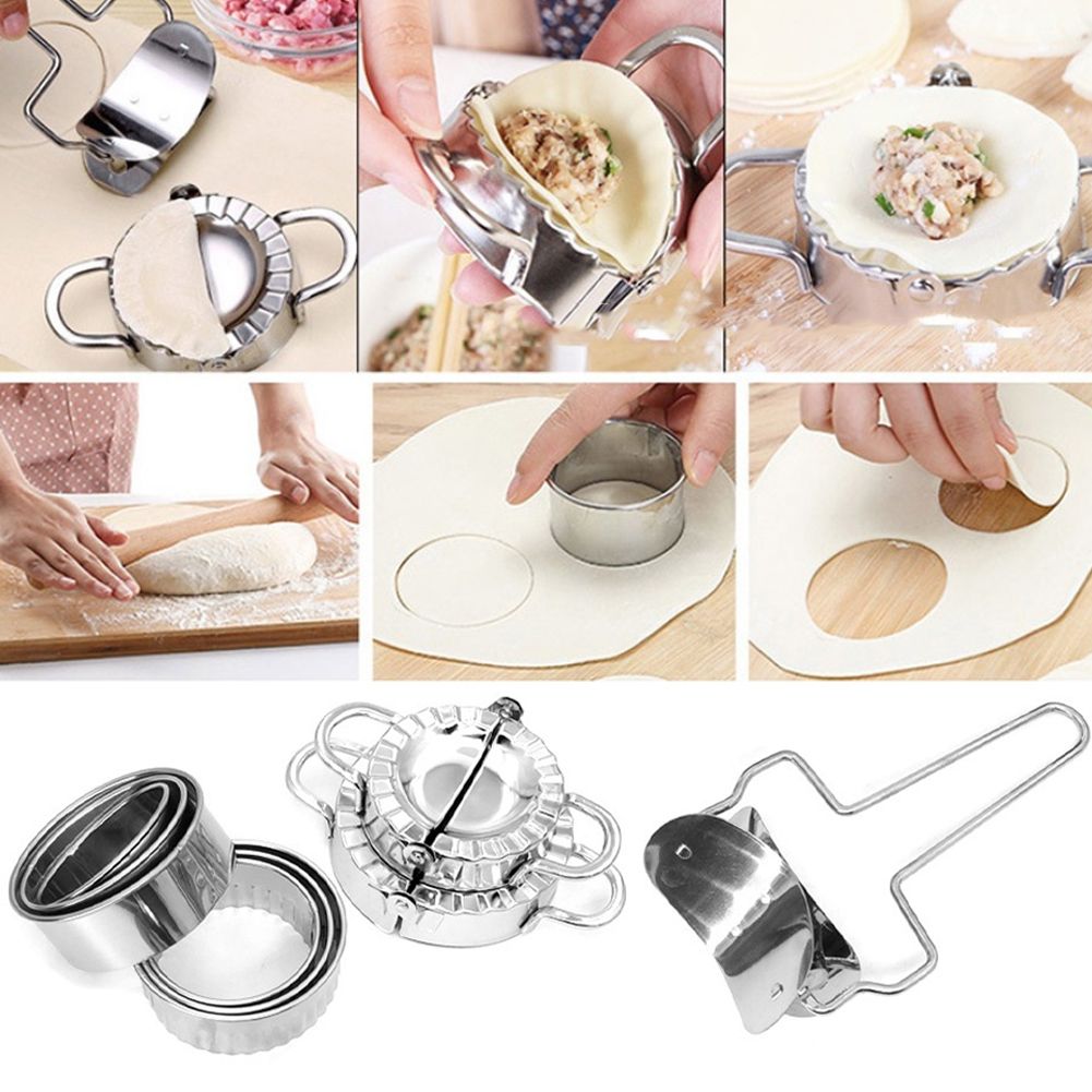 304 Stainless Steel Manual Dumplings Maker Mold Pastry Wrapper Set Kitchen view 9
