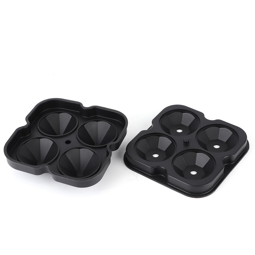 4 Holes Diamond Shaped Ice Ball Mold Maker Silicone Ice Cubes Tray for Party