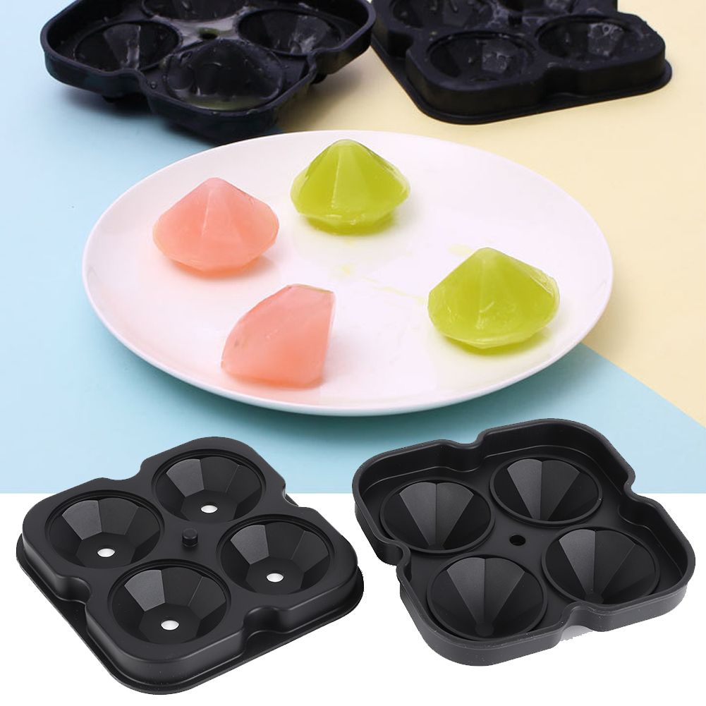 4 Holes Diamond Shaped Ice Ball Mold Maker Silicone Ice Cubes Tray for Party view 8