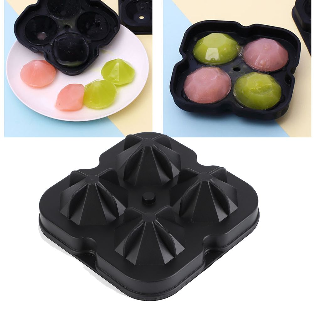 4 Holes Diamond Shaped Ice Ball Mold Maker Silicone Ice Cubes Tray for Party view 9