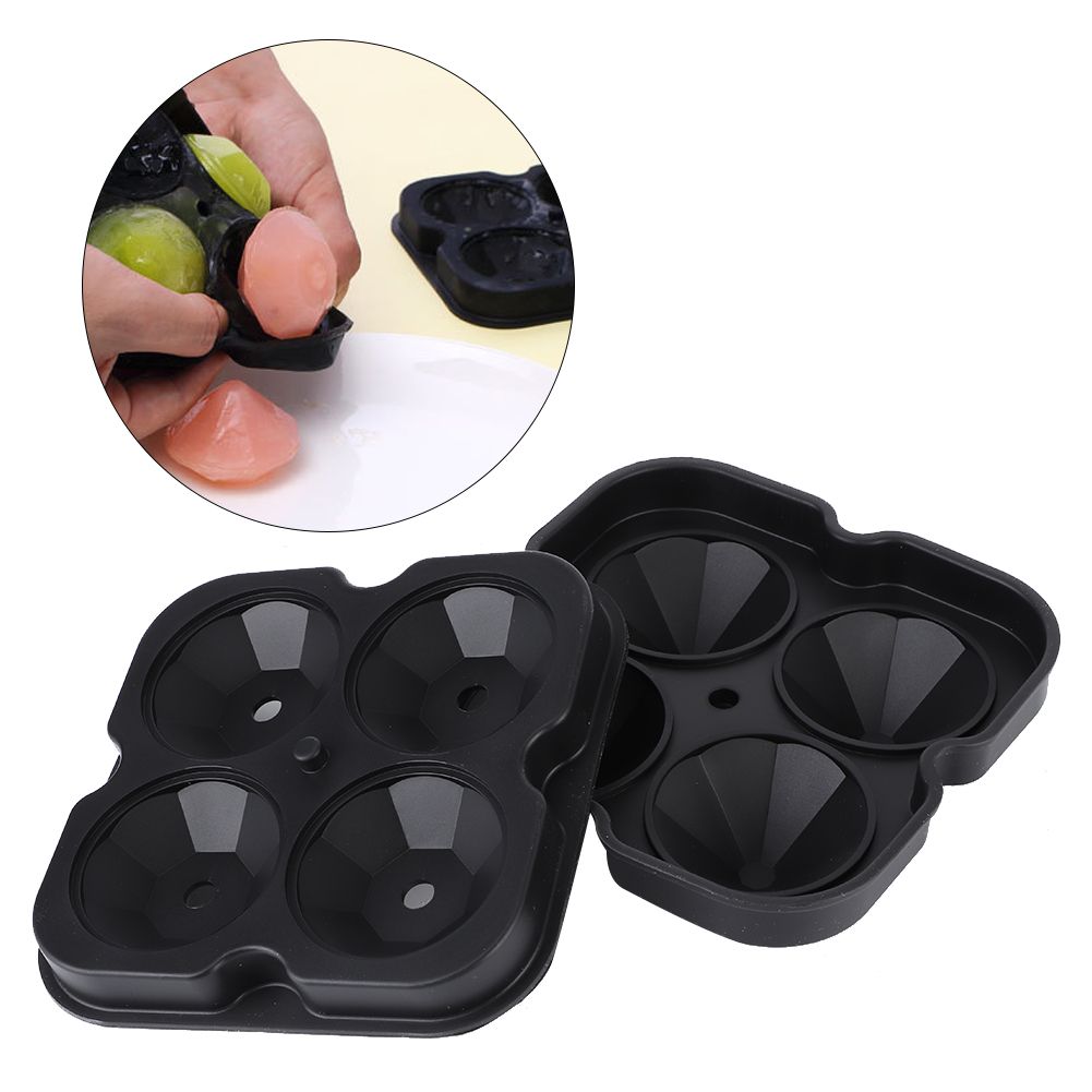 4 Holes Diamond Shaped Ice Ball Mold Maker Silicone Ice Cubes Tray for Party view 10