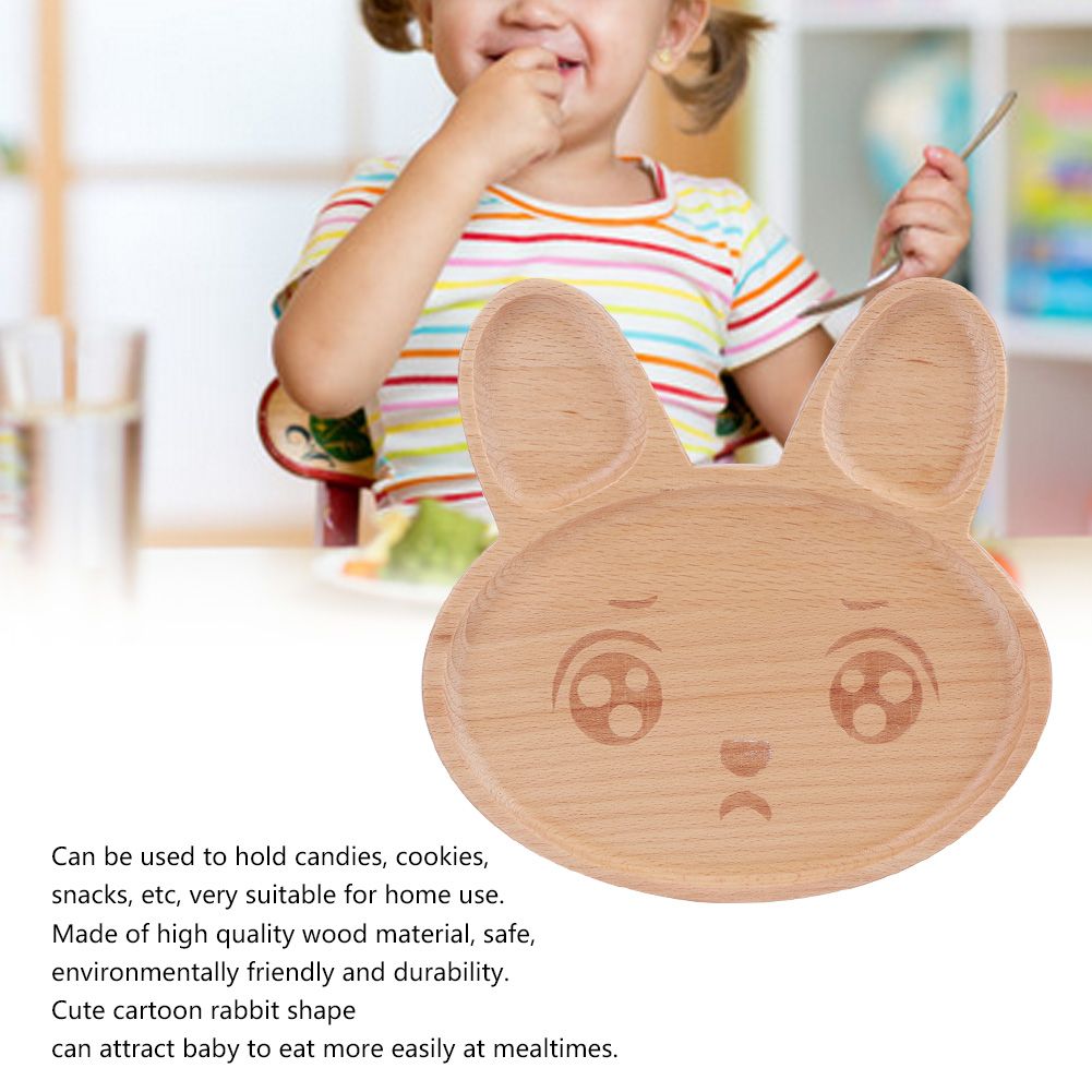 Wooden Food Tray Dish Plate Breakfast Serving Platter Snack Container for Baby view 11
