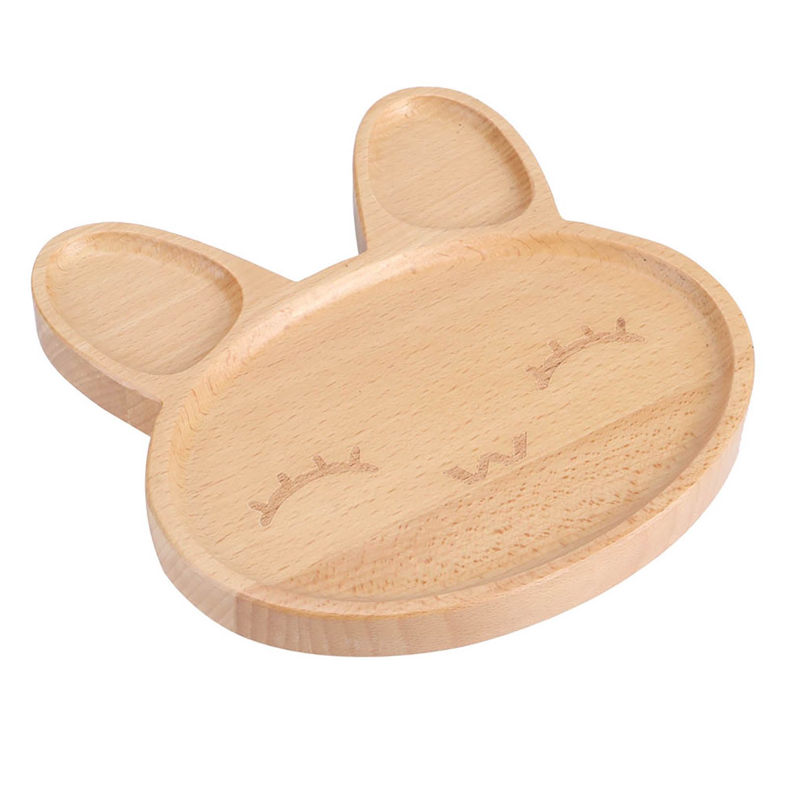 Cute Animal Wooden Plate Divided Dish Bowl Snack Food Serving Tray for Kid view 4