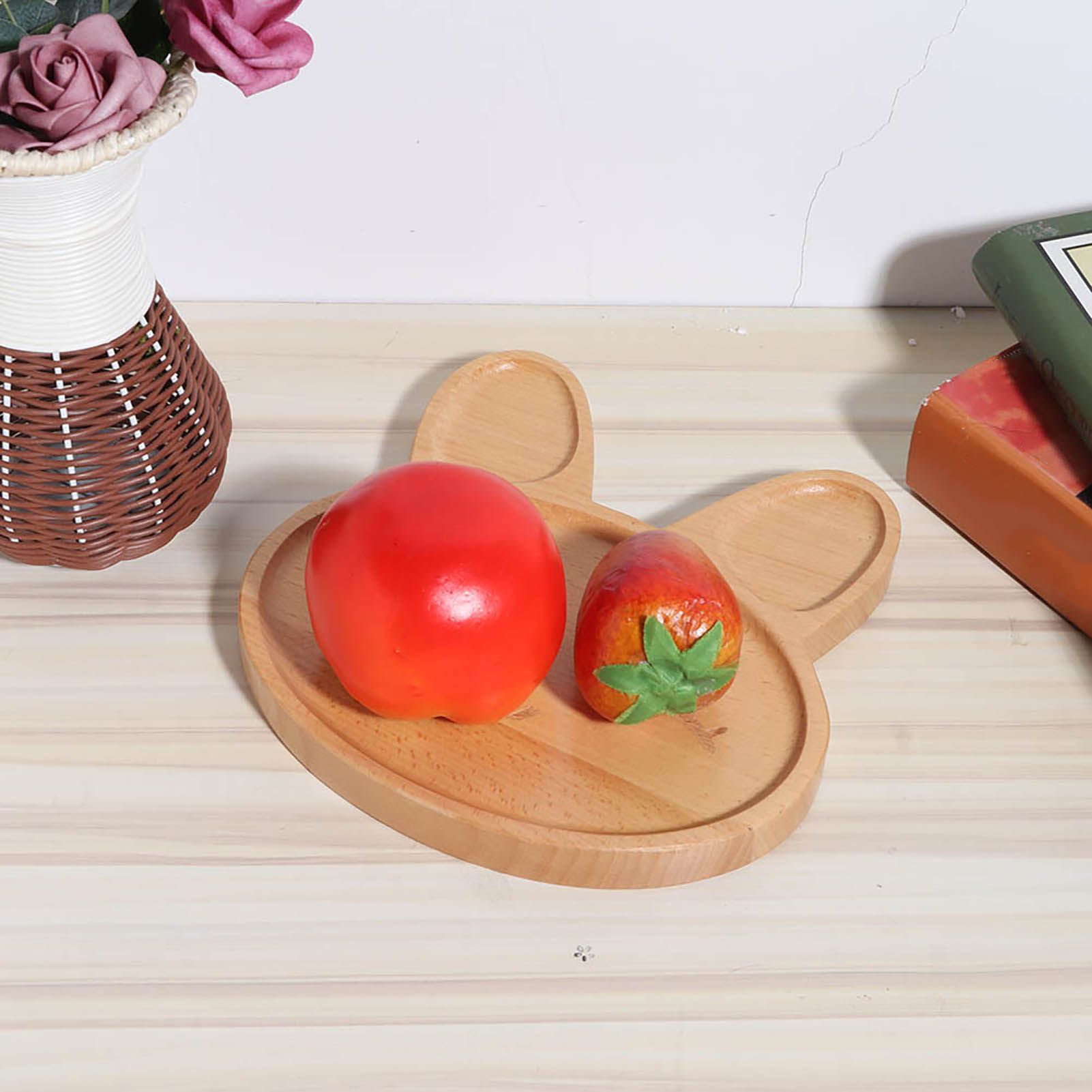 Cute Animal Wooden Plate Divided Dish Bowl Snack Food Serving Tray for Kid view 5