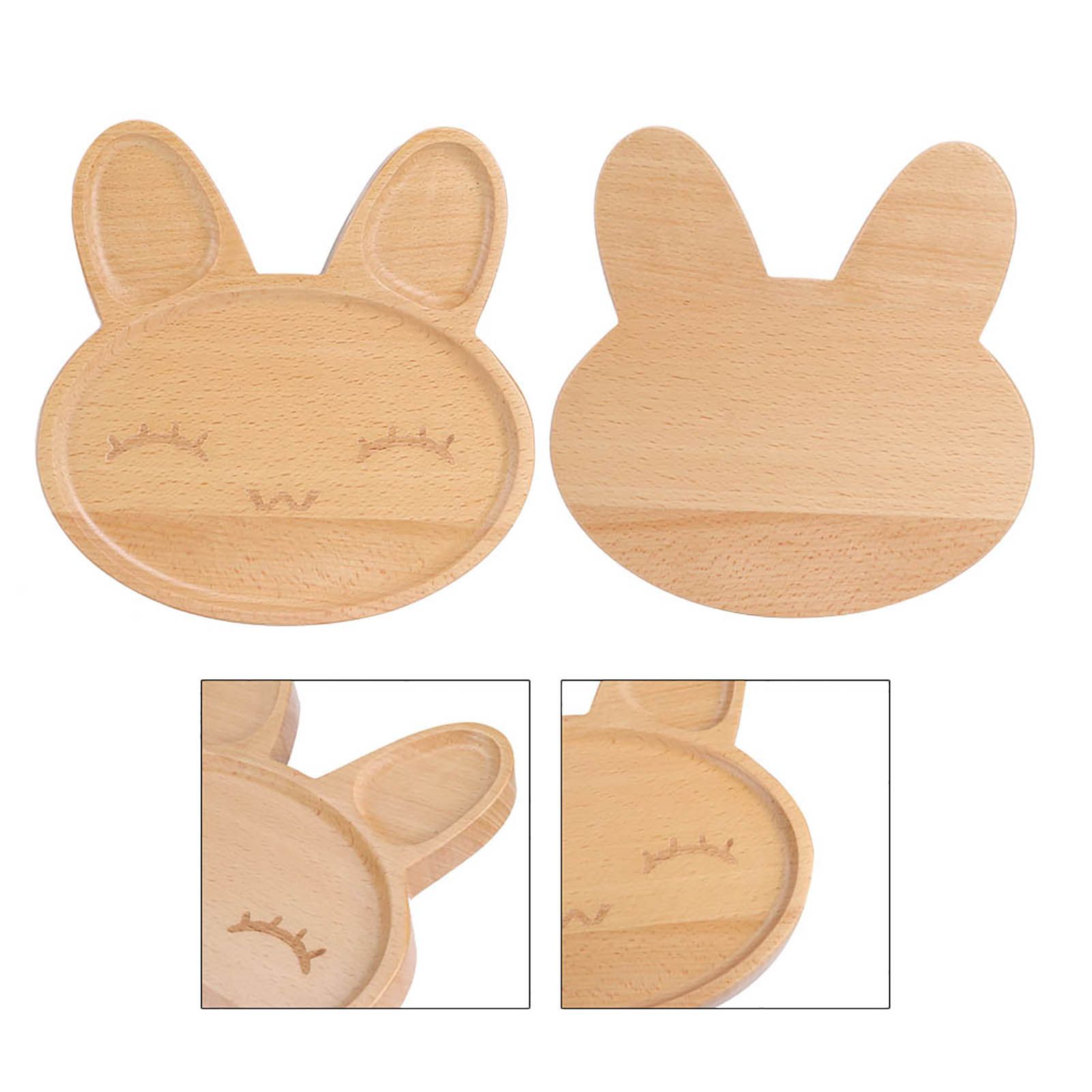 Cute Animal Wooden Plate Divided Dish Bowl Snack Food Serving Tray for Kid view 8