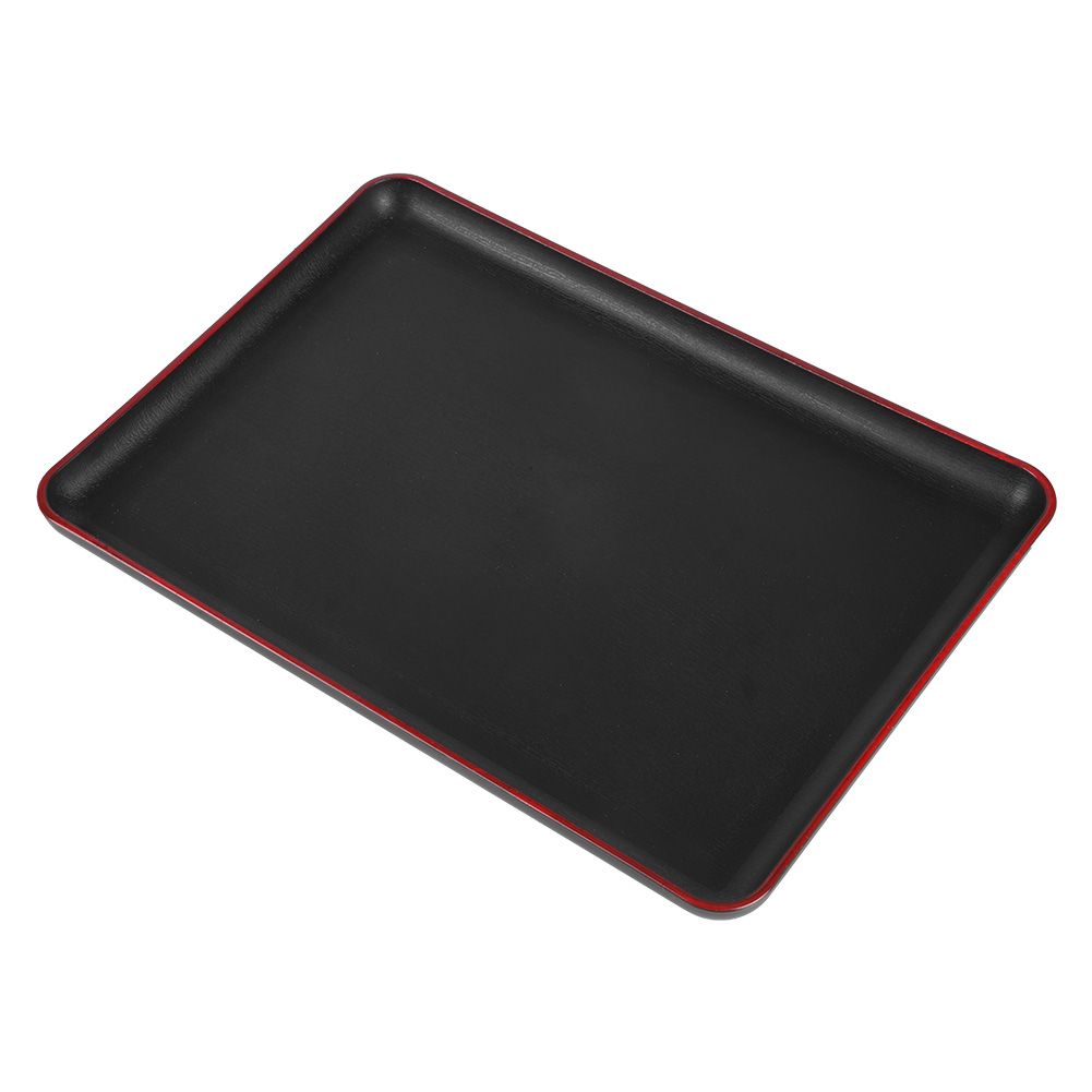 Tray Wood Grain Imitation Rectangular Acrylic Plastic Tray for Fast Food Hotel view 4