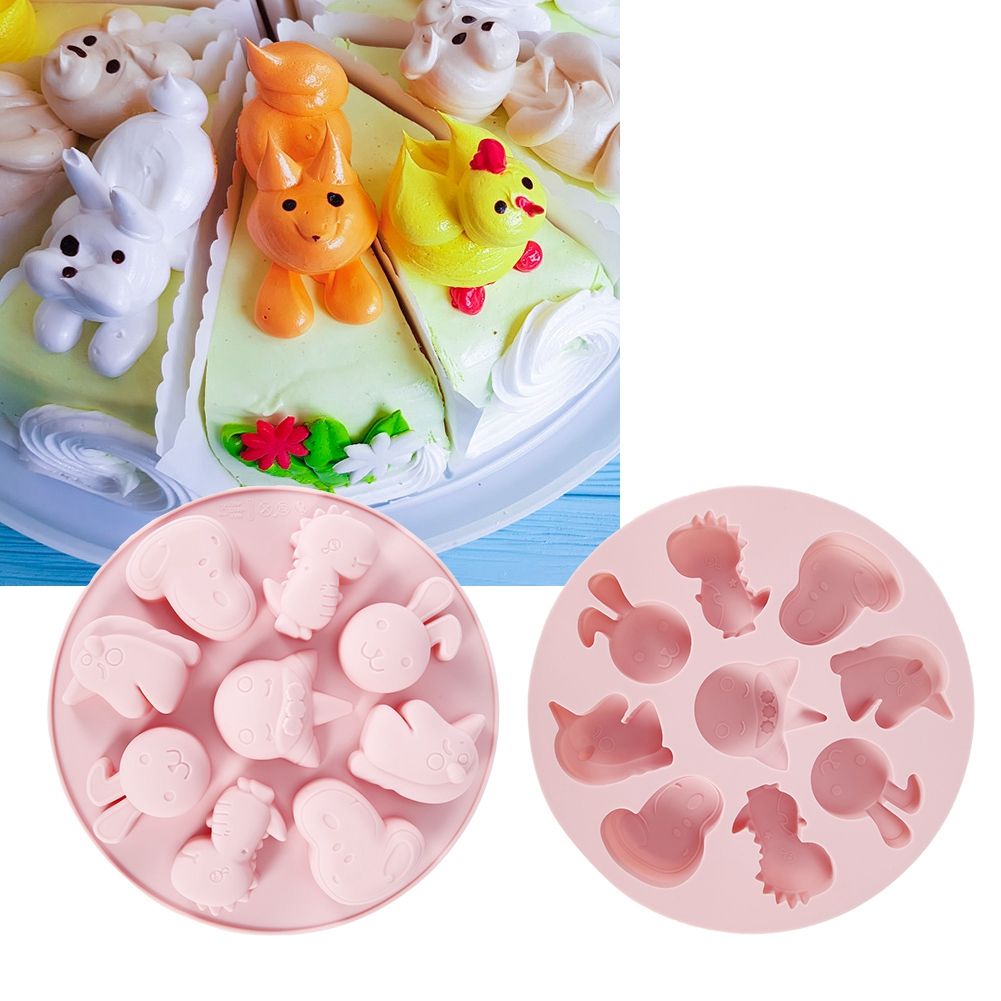2pcs Cartoon Animals Shaped Silicone Cake Mold NonStick Chocolate Fondant view 9