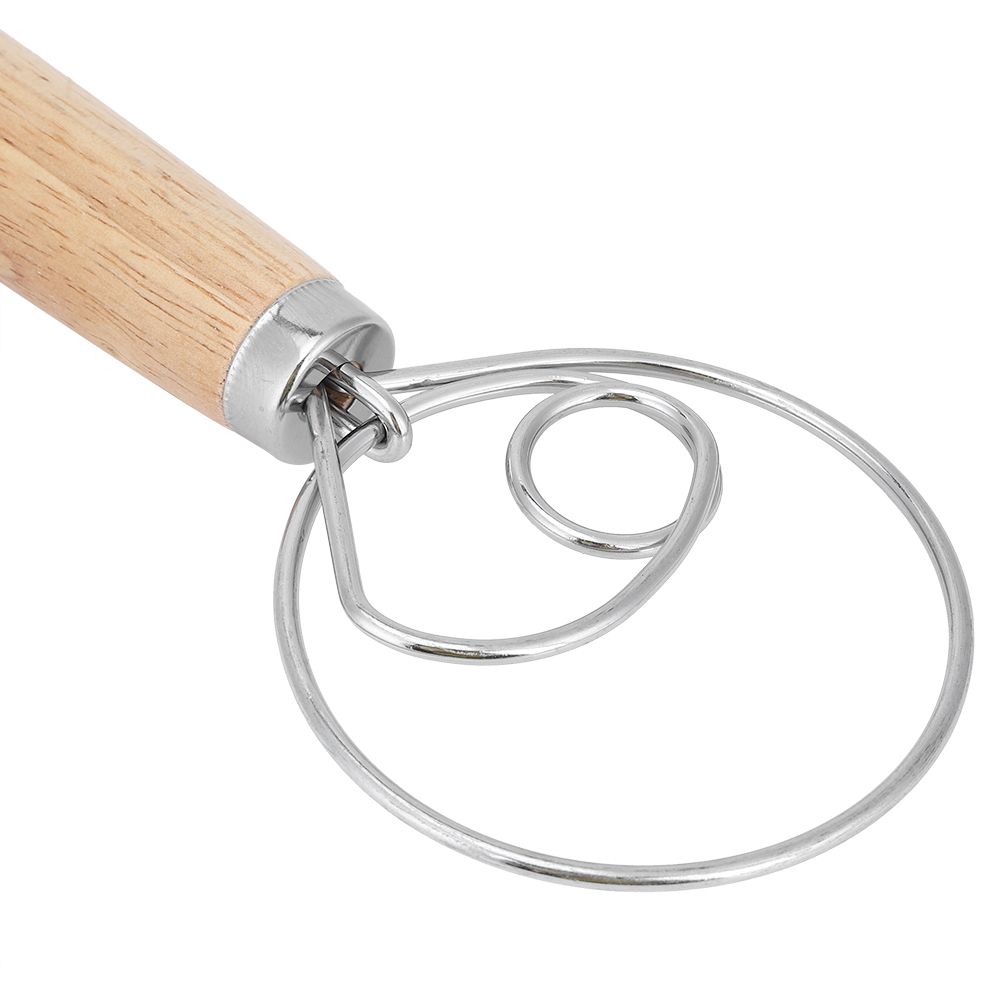 2Pcs Stainless Steel Dough Mixer Blender Manual Eggbeater with Oak Handle view 11