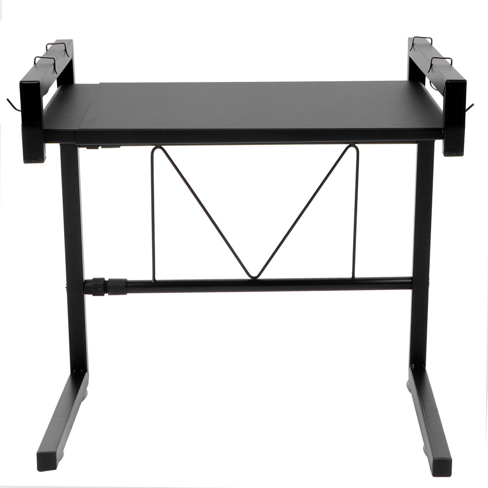 Black Telescopic Microwave Oven Rack Kitchen Storage Shelf Multifunctional view 3