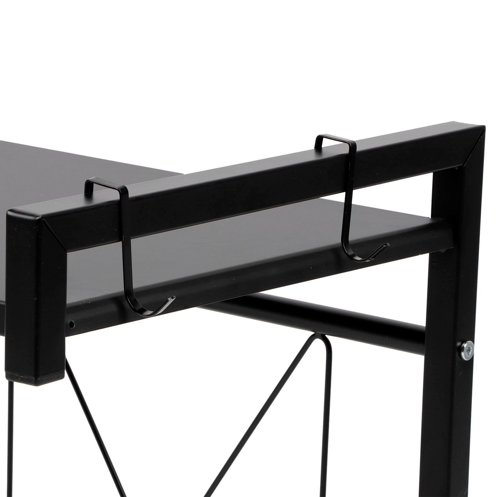 Black Telescopic Microwave Oven Rack Kitchen Storage Shelf Multifunctional view 12