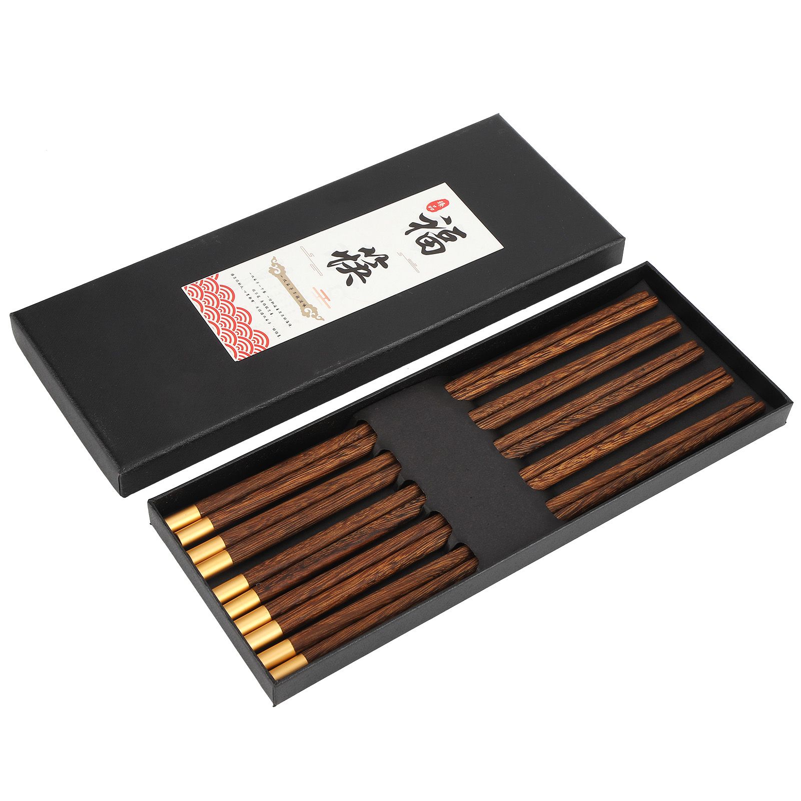 5 Pairs Chinese Style Wooden Chopsticks Set Safe Handcrafted Tableware Gift view 4
