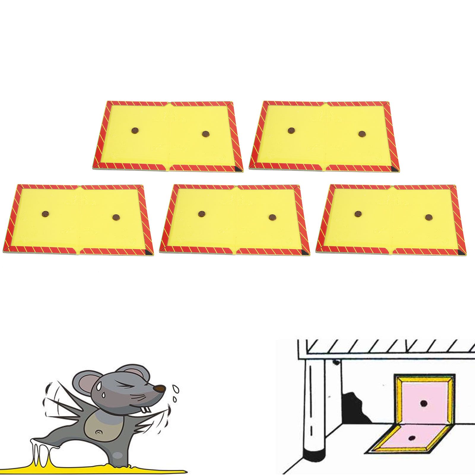 5Pcs Mouse Trap Sticking Board Strong Adhesive Mice Catching Glue Boards for view 9