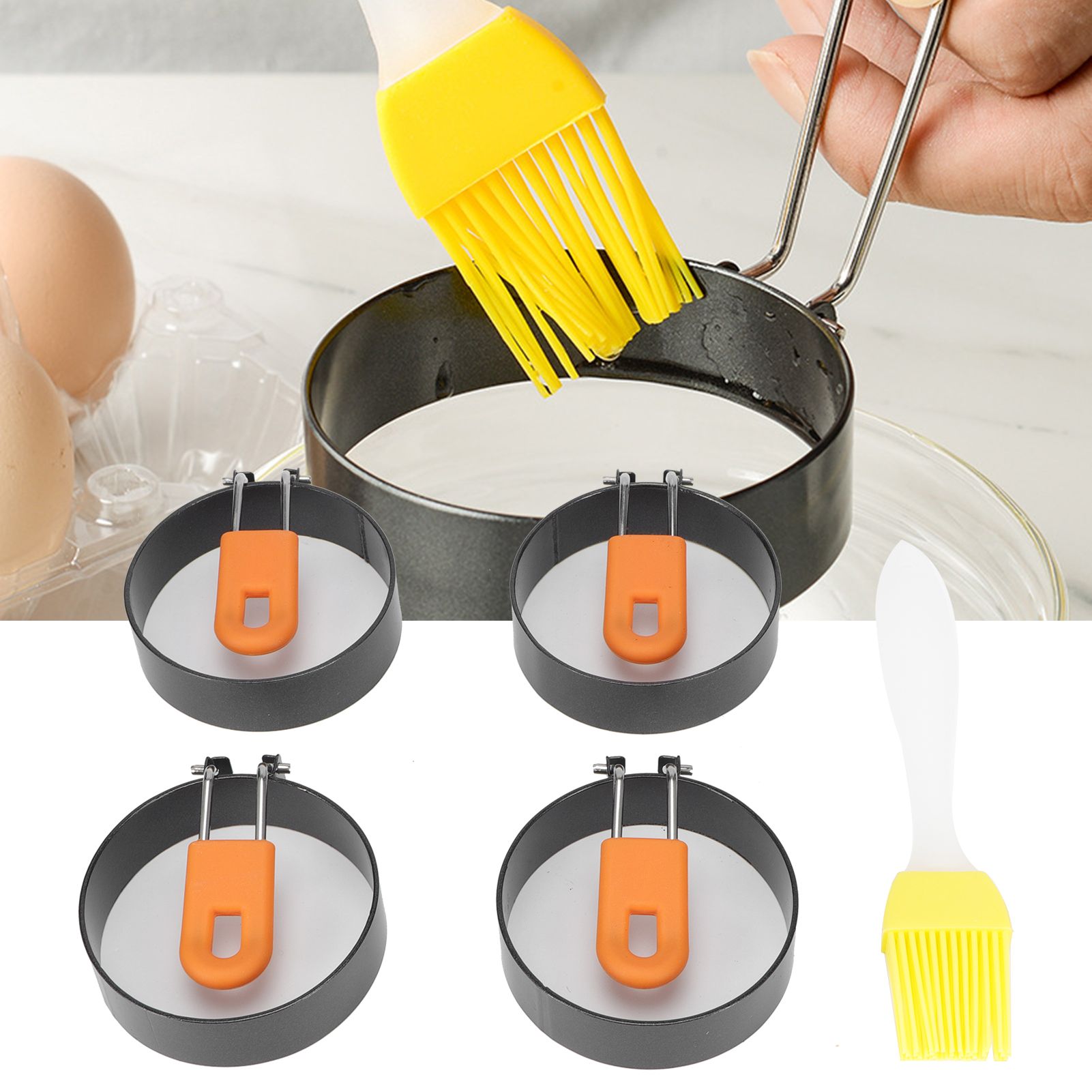 Round Egg Frying Ring with Non Stick Coating Pancake Fried Mold DIY Kitchen view 10
