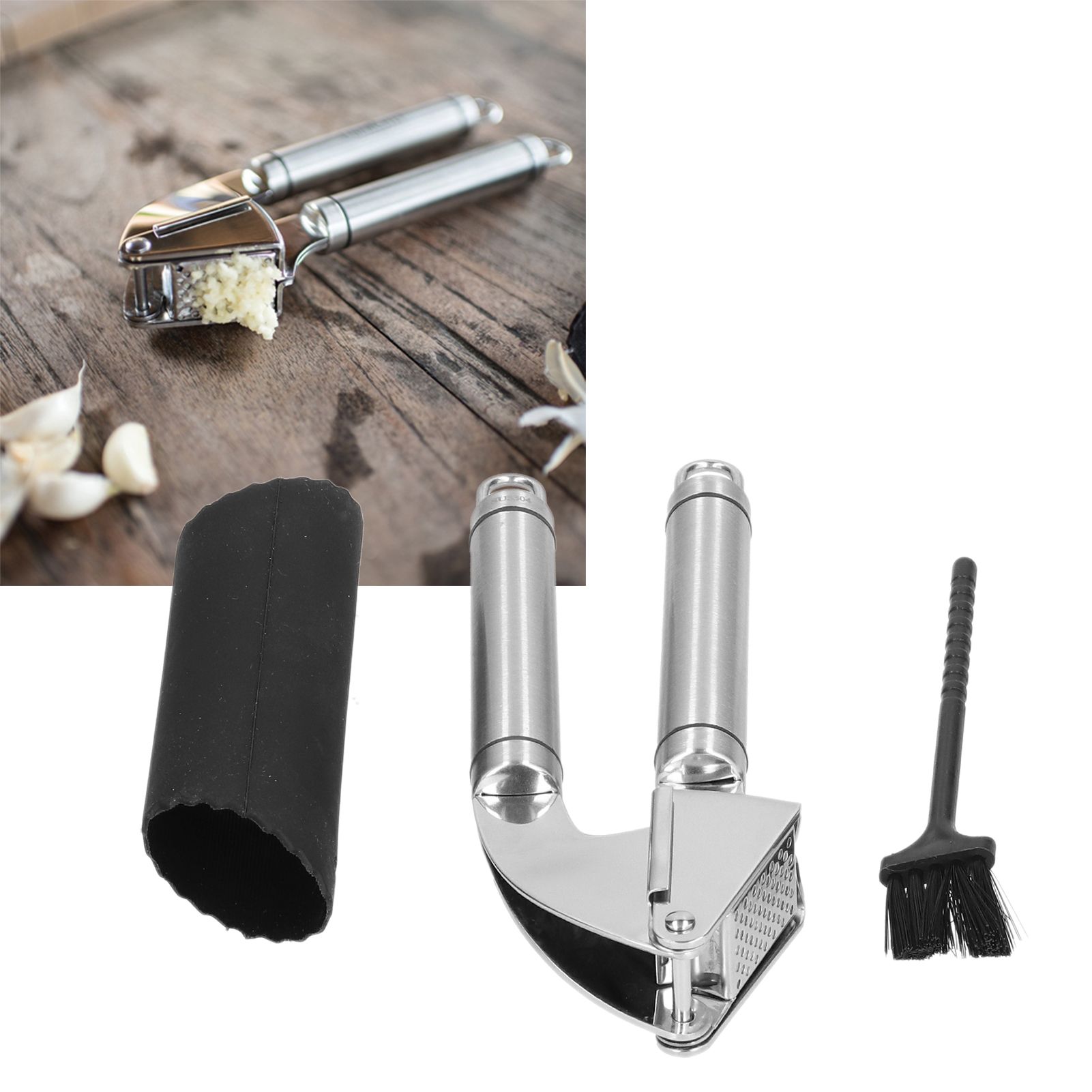 Garlic Press 304 Stainless Steel Mincer Crusher Fine Polished Mirror Kitchen Tool view 10