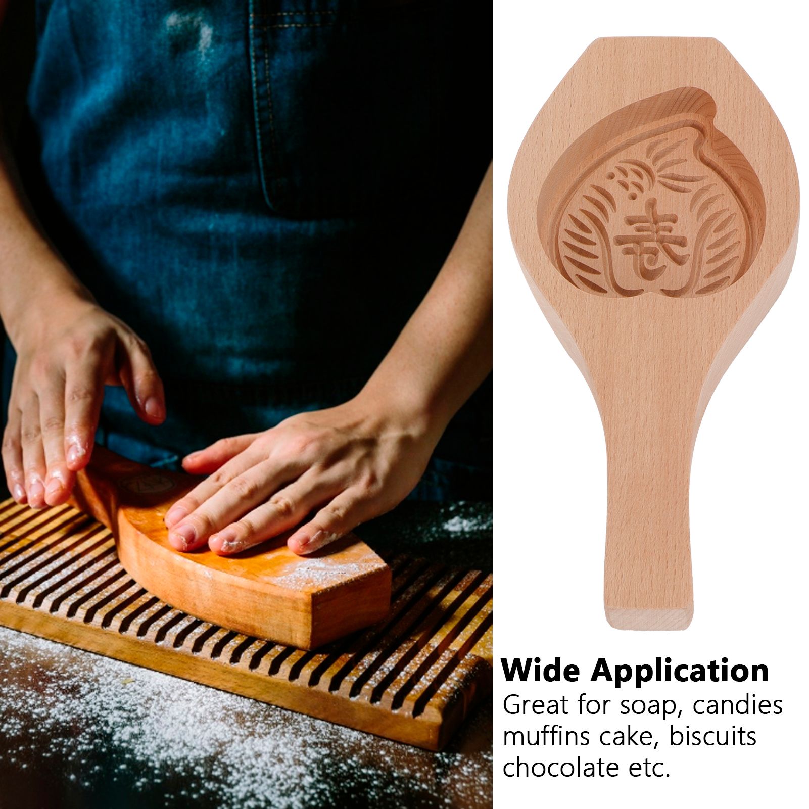 Wood Mooncake Mold DIY Cookies Fondant Cake Baking Mold Kitchen Decoration view 12
