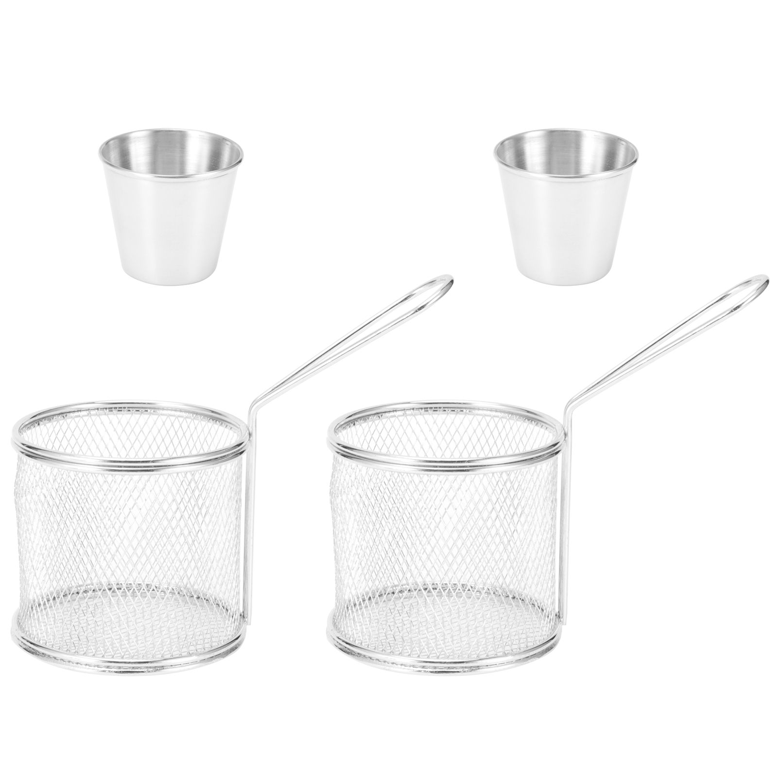 4Pcs/Set Mini Frying Basket Cylindrical French Fries Basket Colander for view 3